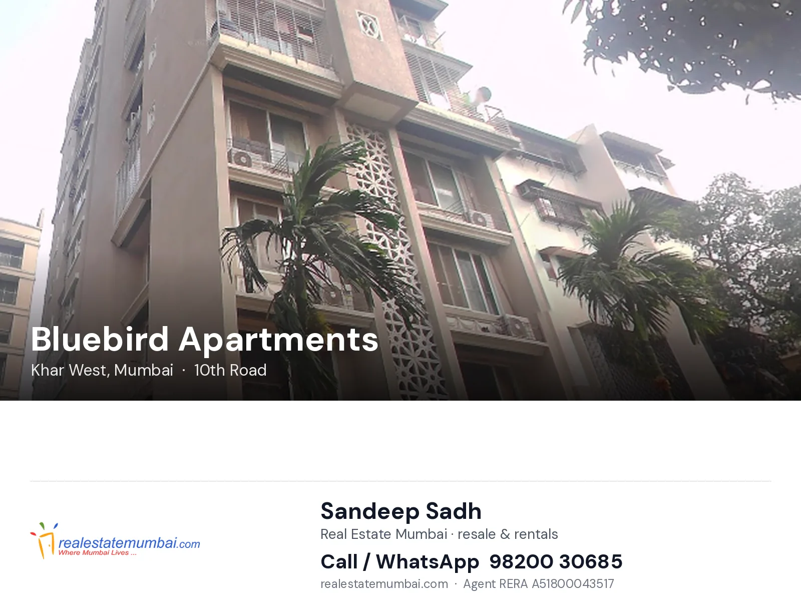 Bluebird Apartments, Khar West, Mumbai — flats | Real Estate Mumbai, Sandeep Sadh 98200 30685