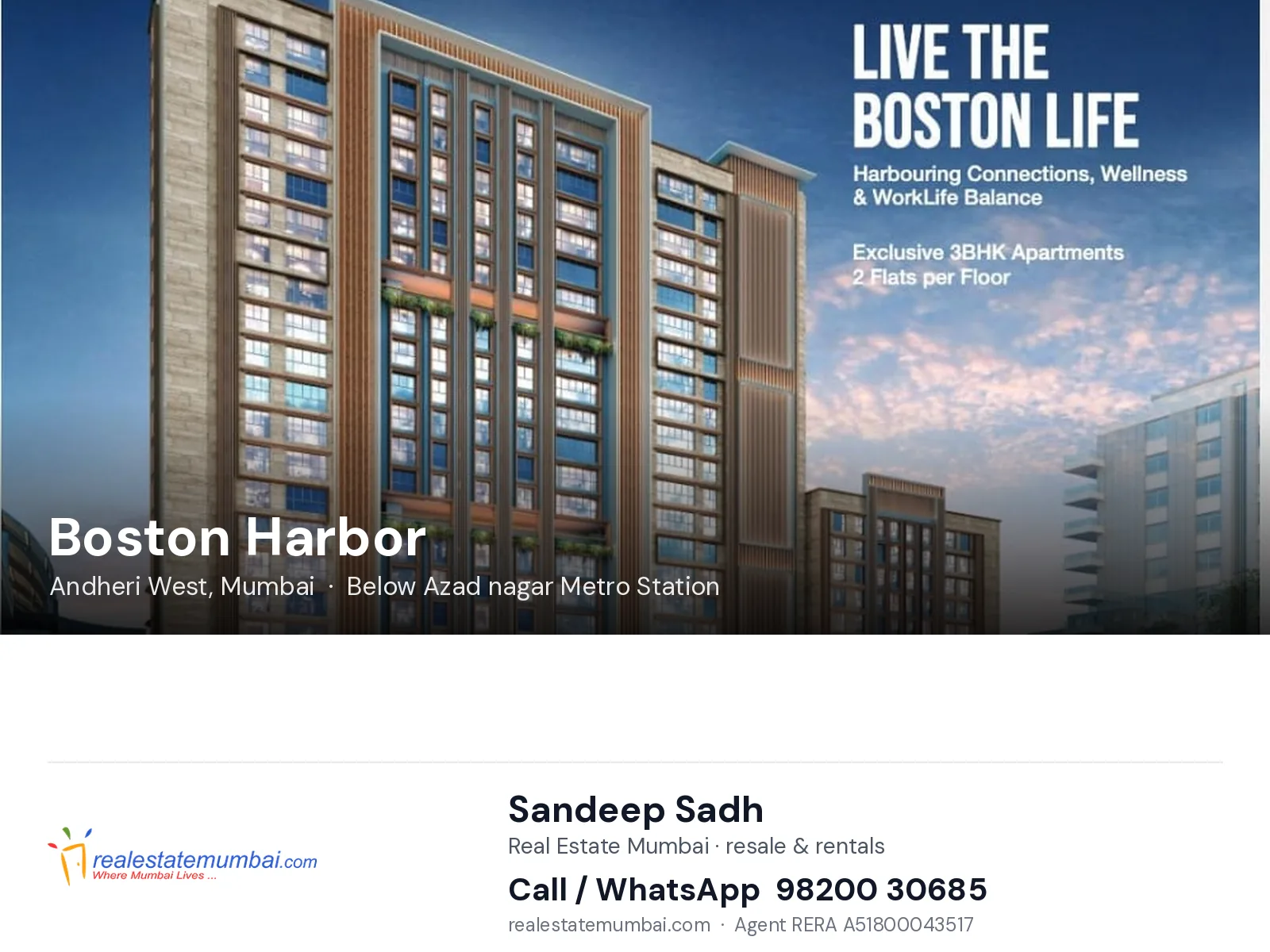 Boston Harbor, Andheri West, Mumbai — flats | Real Estate Mumbai, Sandeep Sadh 98200 30685