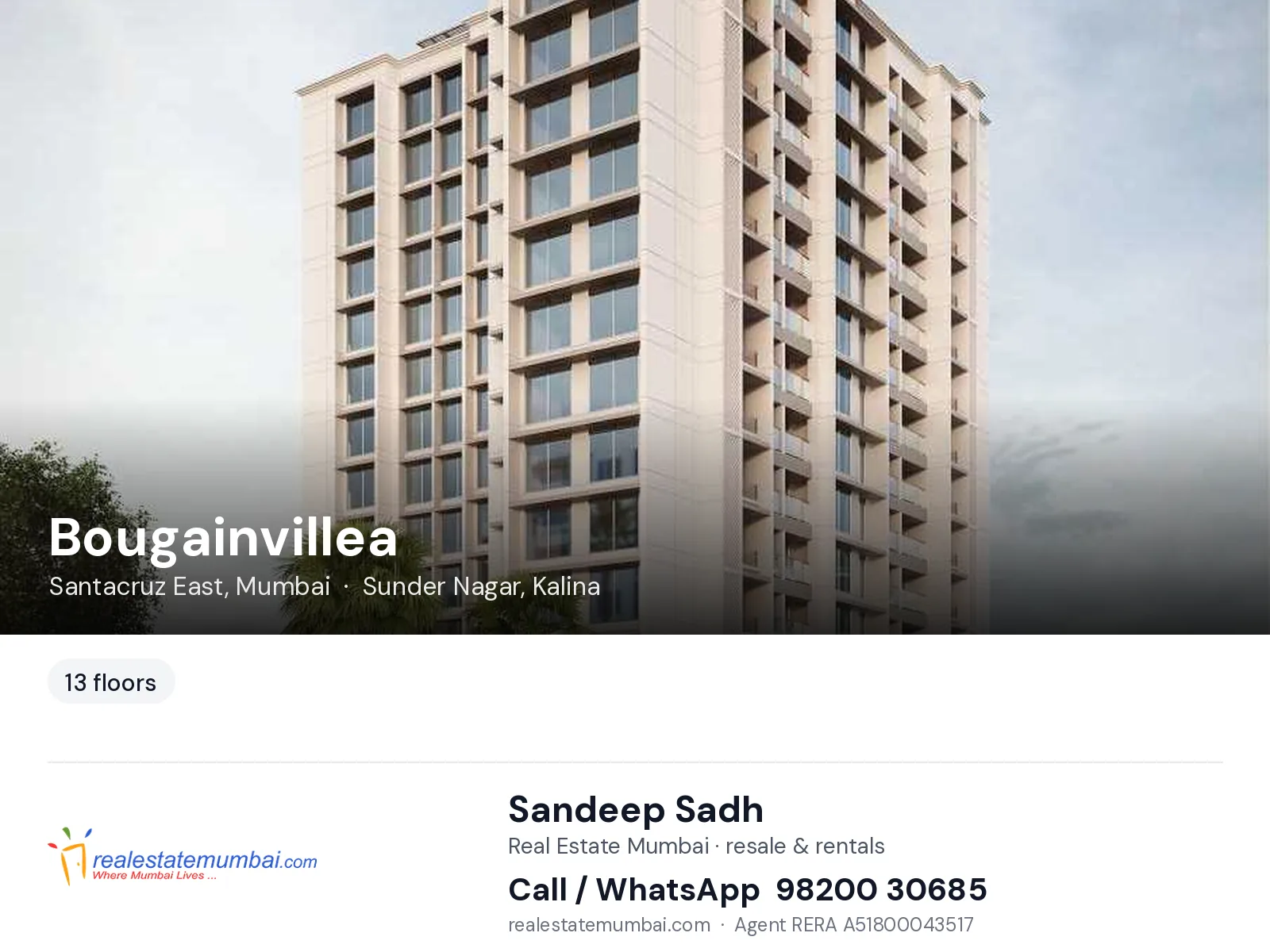 Bougainvillea, Santacruz East, Mumbai — flats | Real Estate Mumbai, Sandeep Sadh 98200 30685