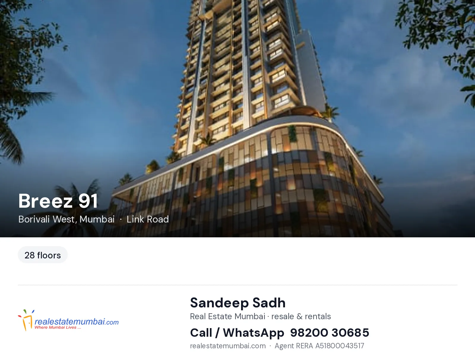 Breez 91, Borivali West, Mumbai — flats | Real Estate Mumbai, Sandeep Sadh 98200 30685