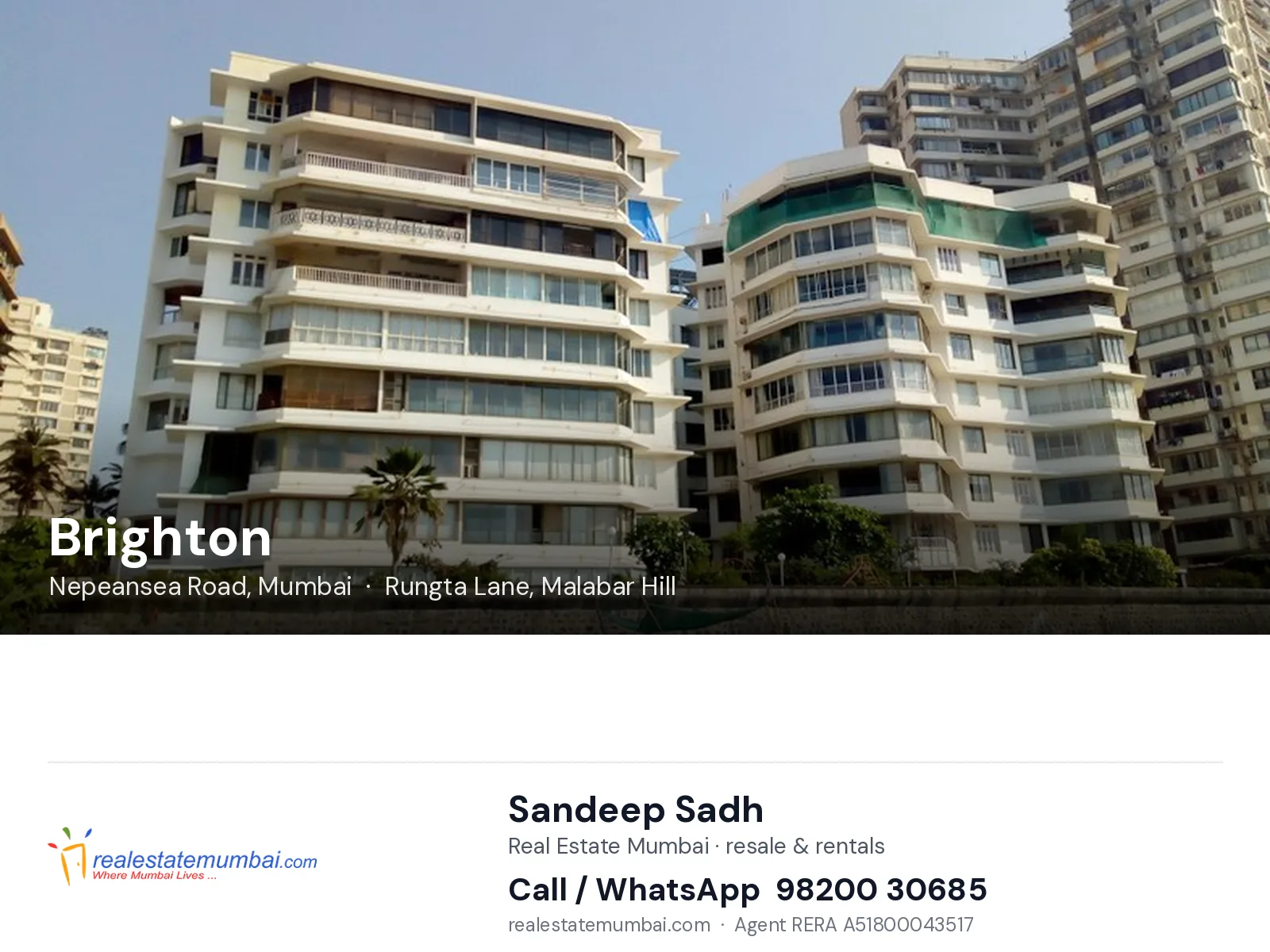 Brighton, Nepeansea Road, Mumbai — flats | Real Estate Mumbai, Sandeep Sadh 98200 30685