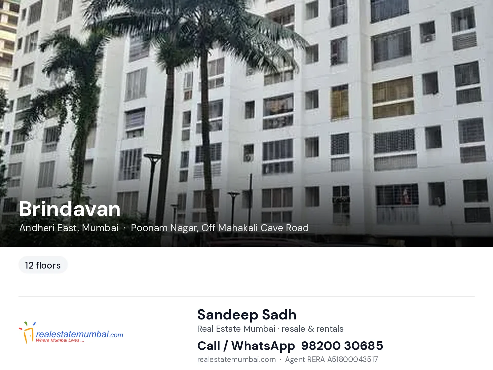 Brindavan, Andheri East, Mumbai — flats | Real Estate Mumbai, Sandeep Sadh 98200 30685