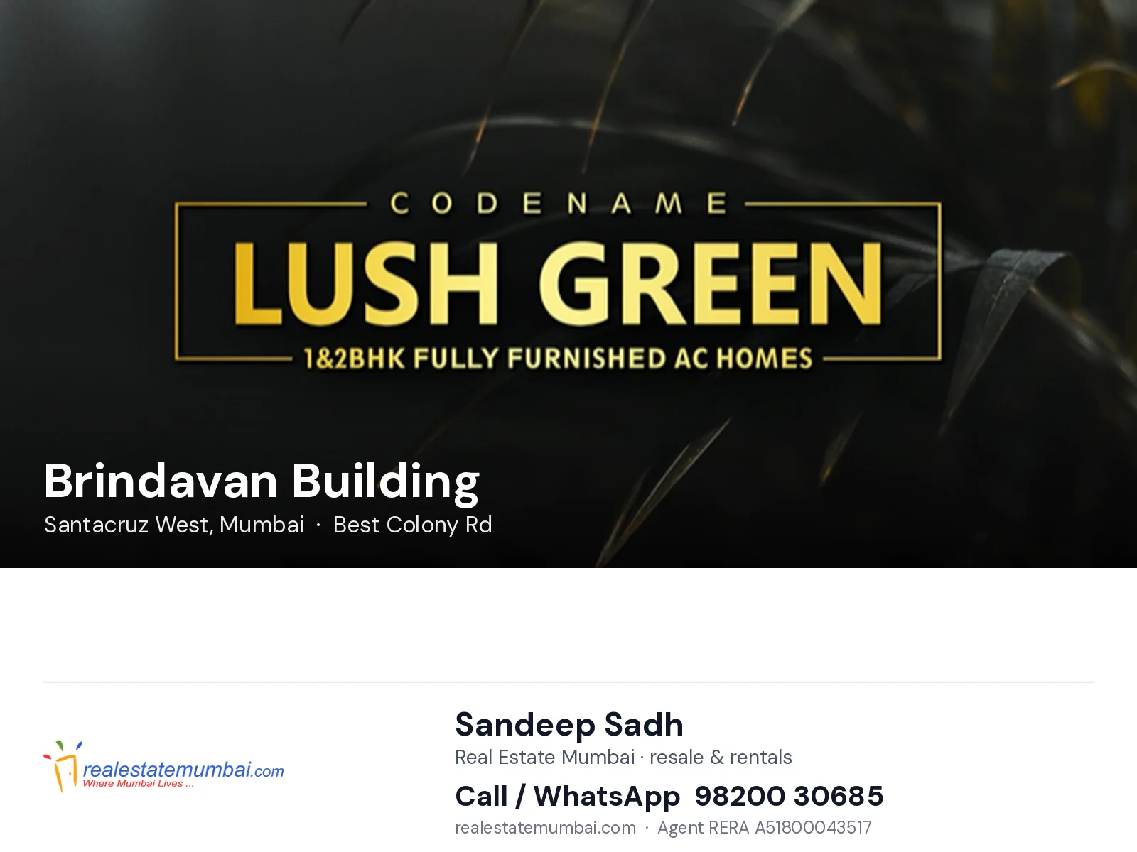 Brindavan Building, Santacruz West, Mumbai — flats | Real Estate Mumbai, Sandeep Sadh 98200 30685