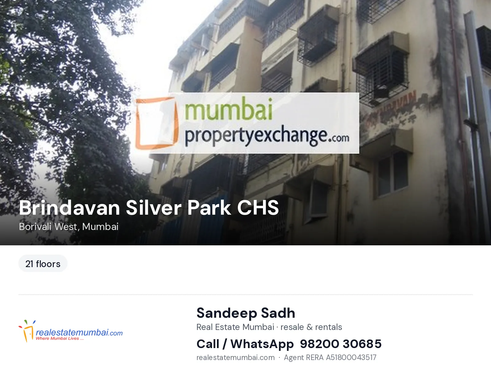 Brindavan Silver Park CHS, Borivali West, Mumbai — flats | Real Estate Mumbai, Sandeep Sadh 98200 30685