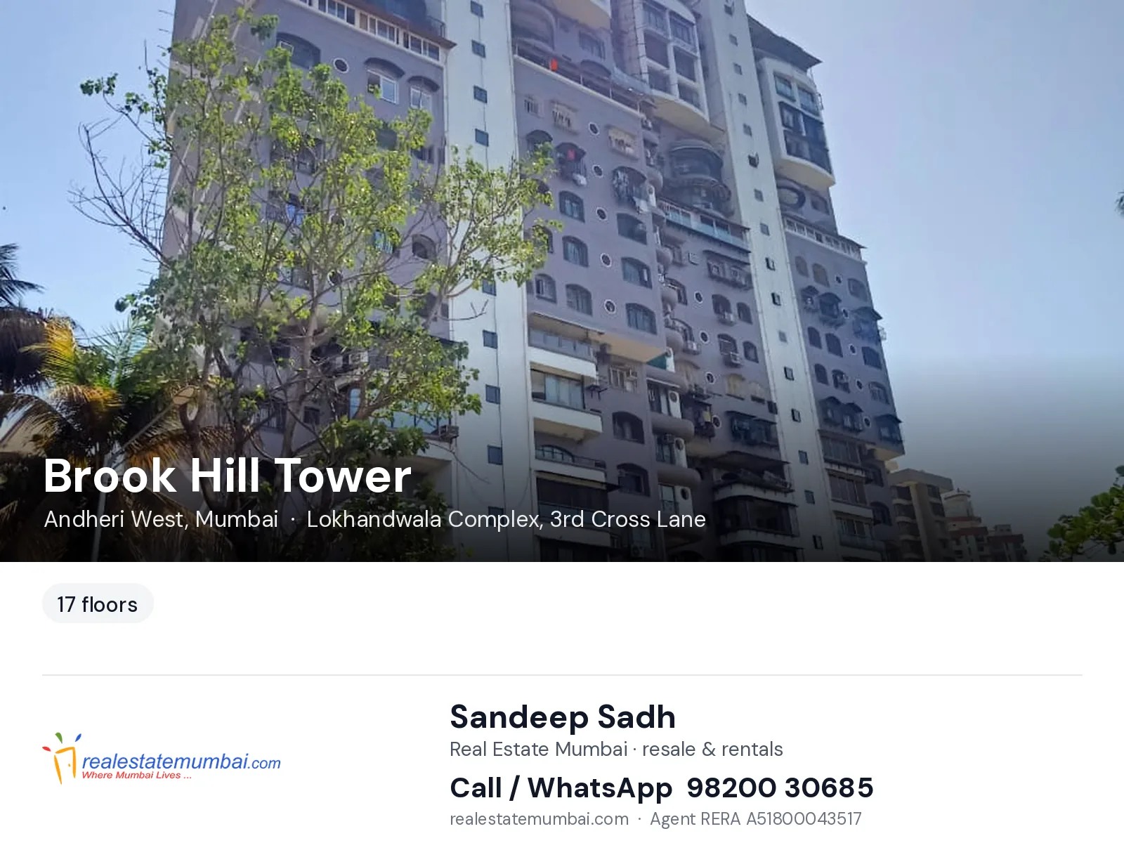 Brook Hill Tower, Andheri West, Mumbai — flats | Real Estate Mumbai, Sandeep Sadh 98200 30685