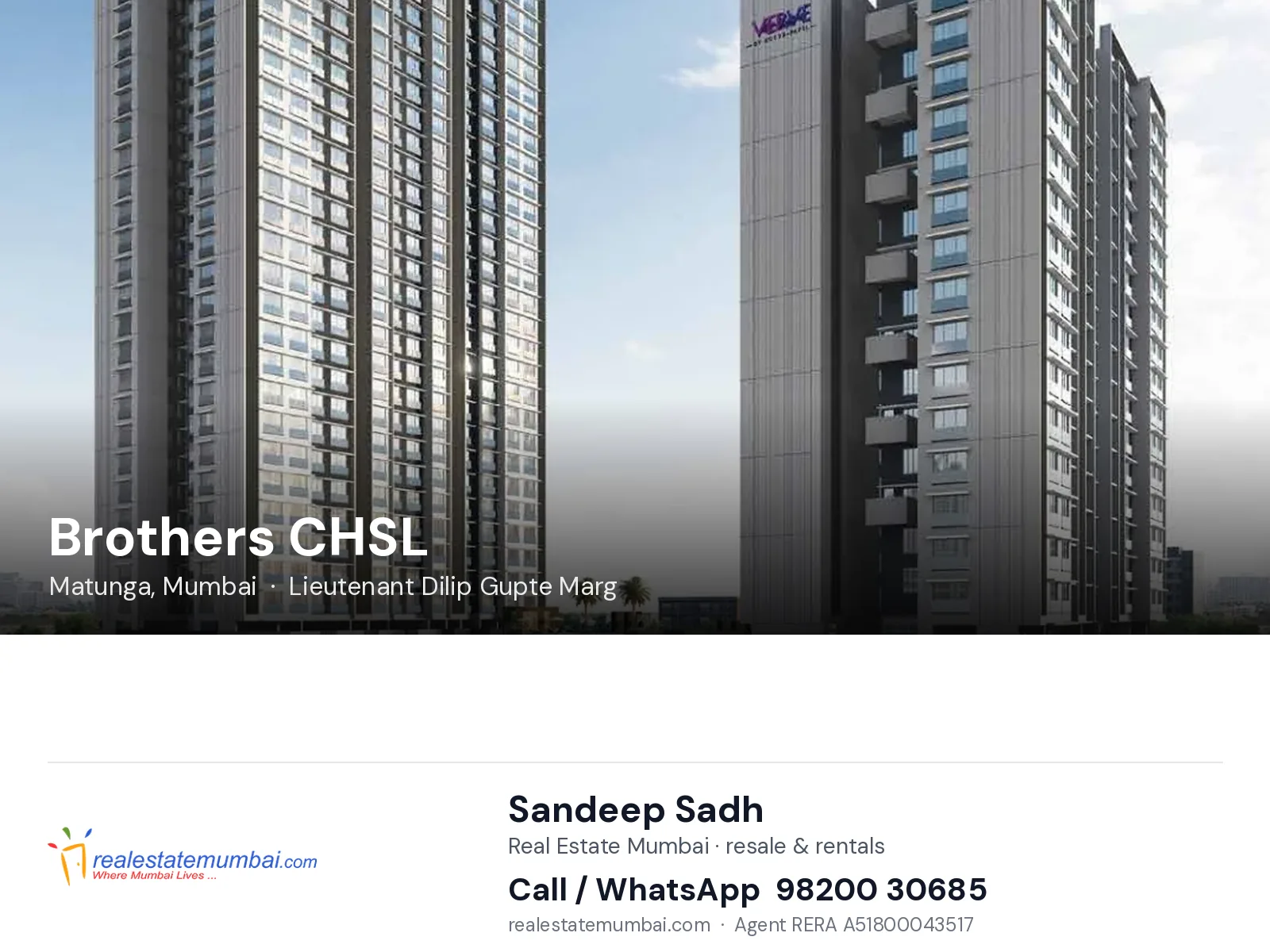 Brothers CHSL, Matunga, Mumbai — flats | Real Estate Mumbai, Sandeep Sadh 98200 30685