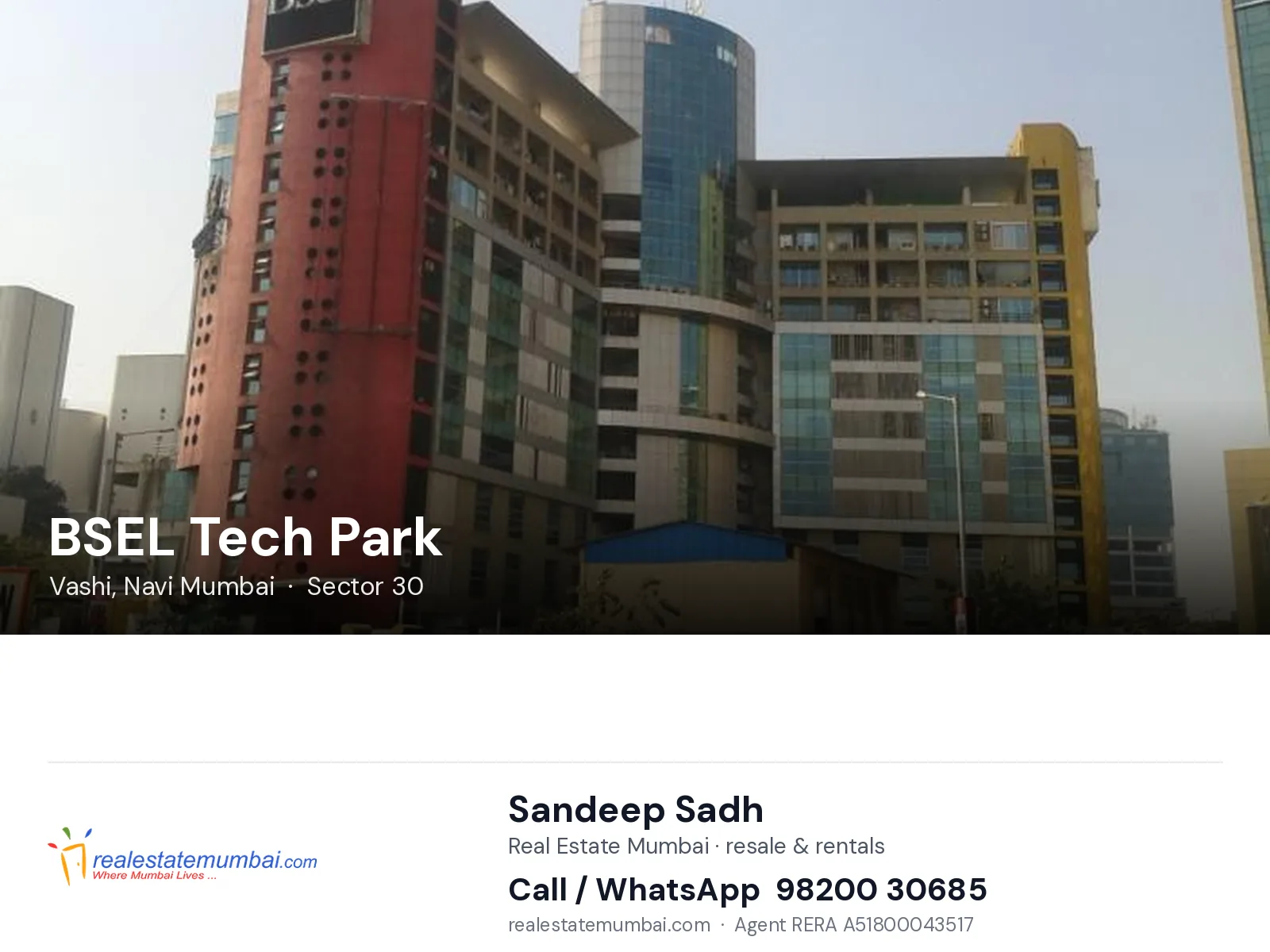 BSEL Tech Park, Vashi, Navi Mumbai — flats | Real Estate Mumbai, Sandeep Sadh 98200 30685