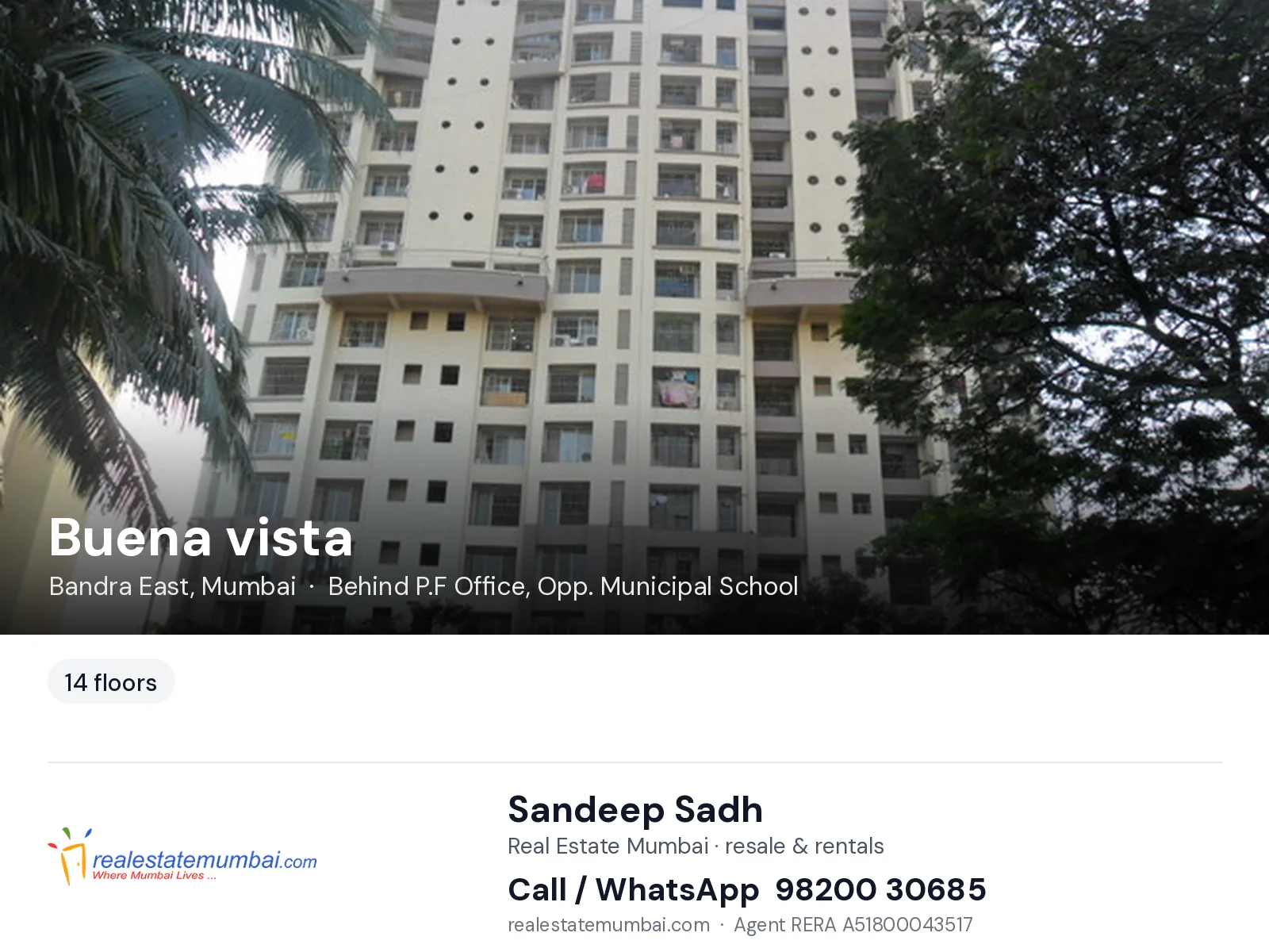 Buena vista, Bandra East, Mumbai — flats | Real Estate Mumbai, Sandeep Sadh 98200 30685
