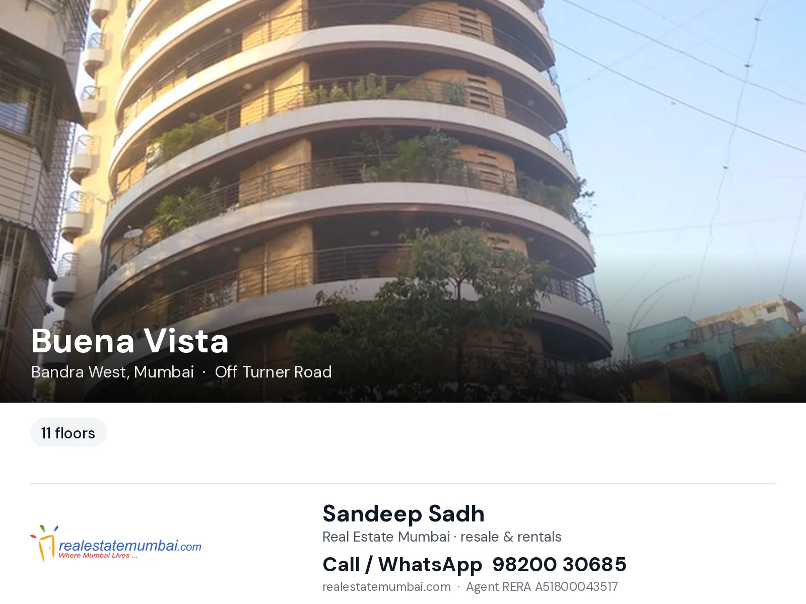 Buena Vista, Bandra West, Mumbai — flats | Real Estate Mumbai, Sandeep Sadh 98200 30685