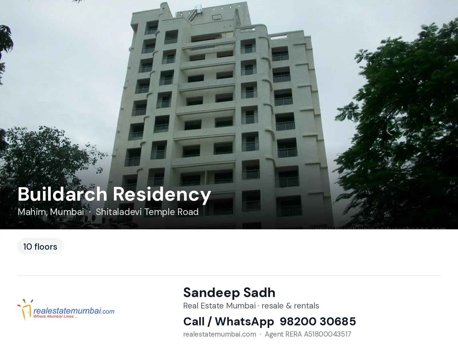 Buildarch Residency, Mahim, Mumbai — flats | Real Estate Mumbai, Sandeep Sadh 98200 30685