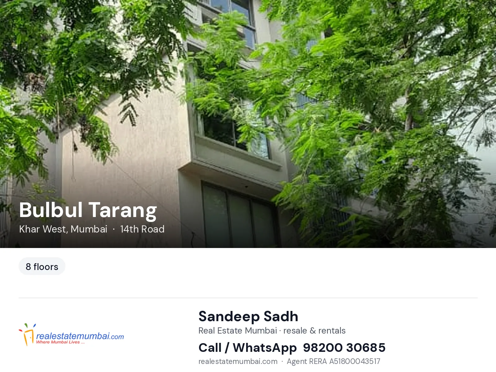 Bulbul Tarang, Khar West, Mumbai — flats | Real Estate Mumbai, Sandeep Sadh 98200 30685