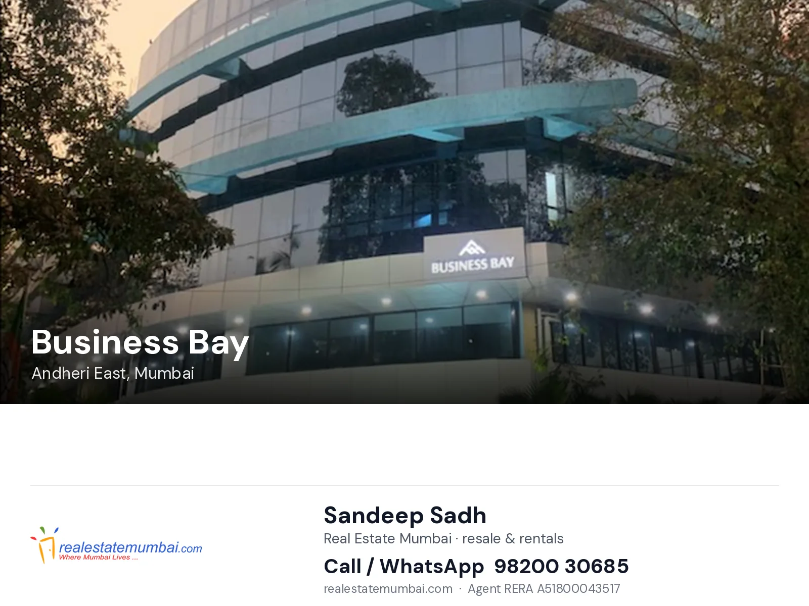 Business Bay, Andheri East, Mumbai — flats | Real Estate Mumbai, Sandeep Sadh 98200 30685