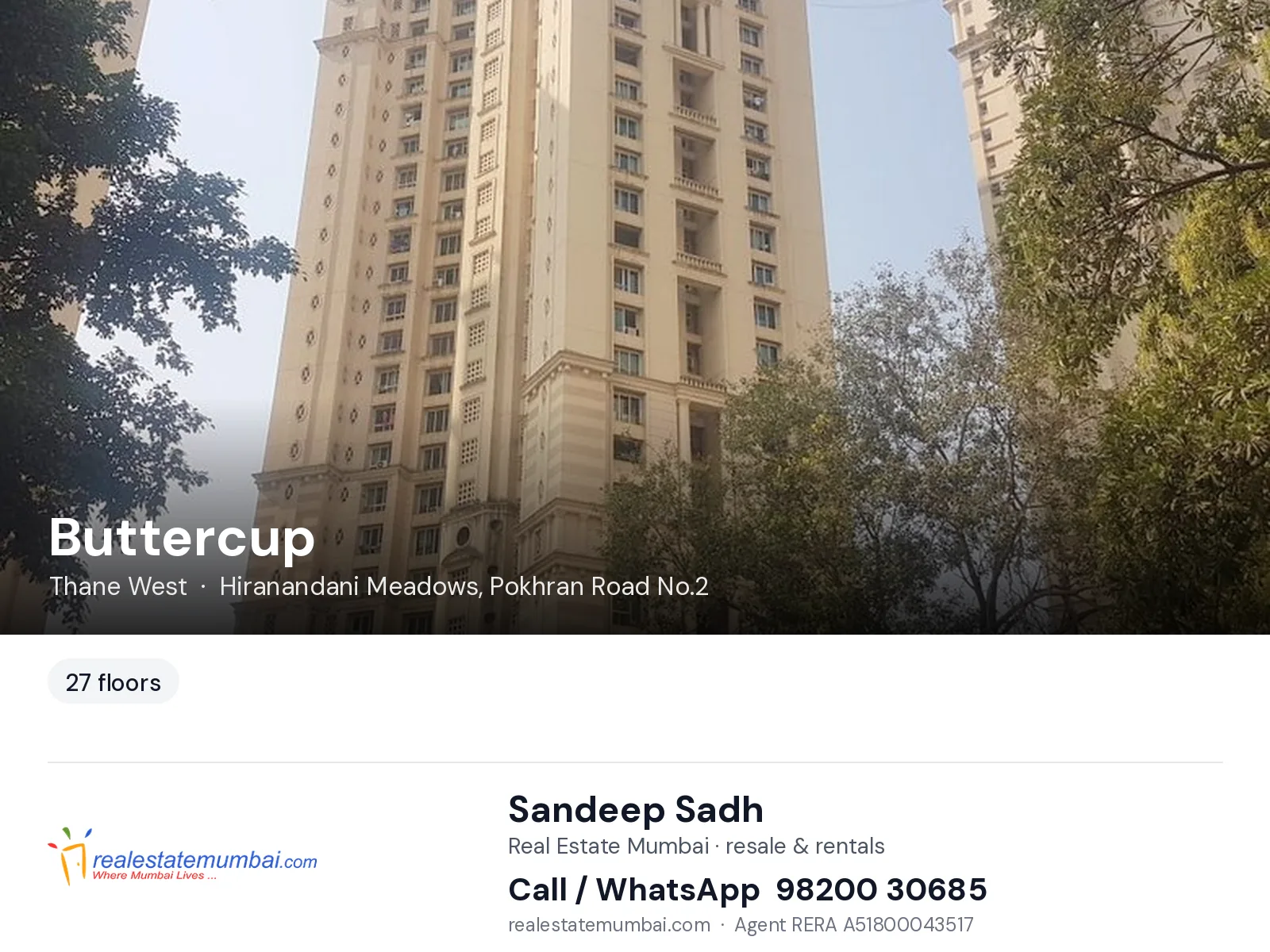 Buttercup, Thane West — flats | Real Estate Mumbai, Sandeep Sadh 98200 30685