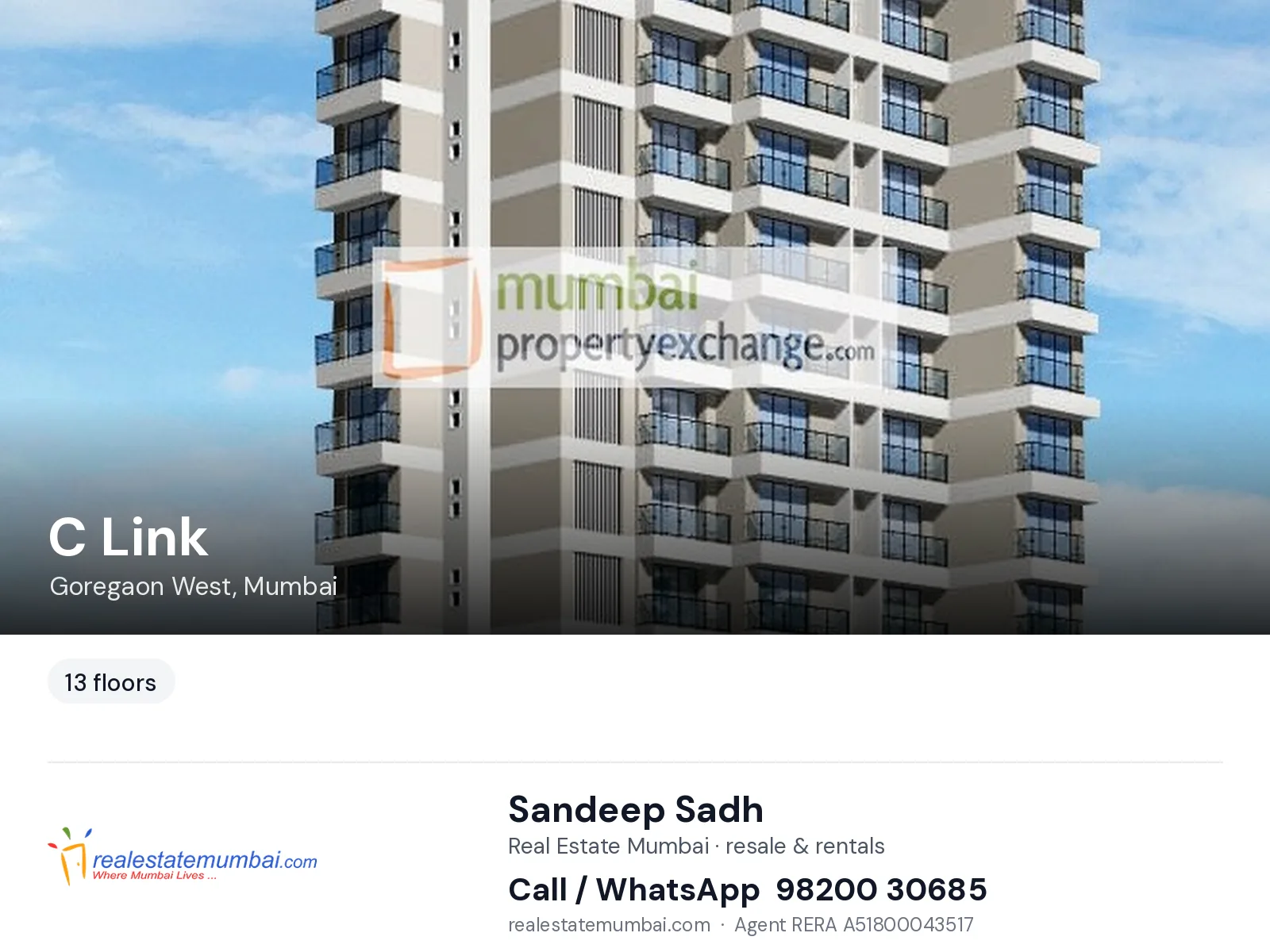 C Link, Goregaon West, Mumbai — flats | Real Estate Mumbai, Sandeep Sadh 98200 30685