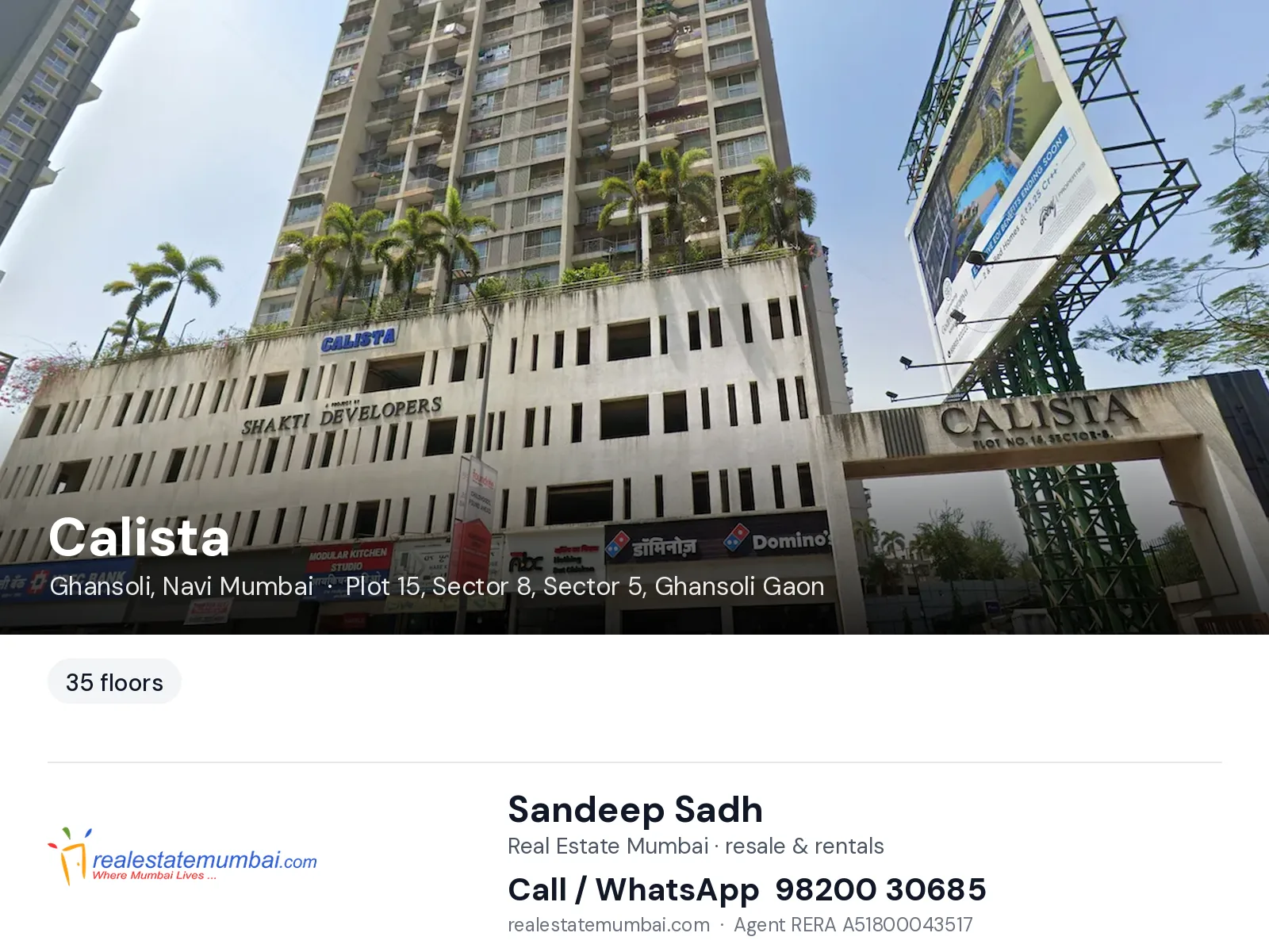 Calista, Ghansoli, Navi Mumbai — flats | Real Estate Mumbai, Sandeep Sadh 98200 30685