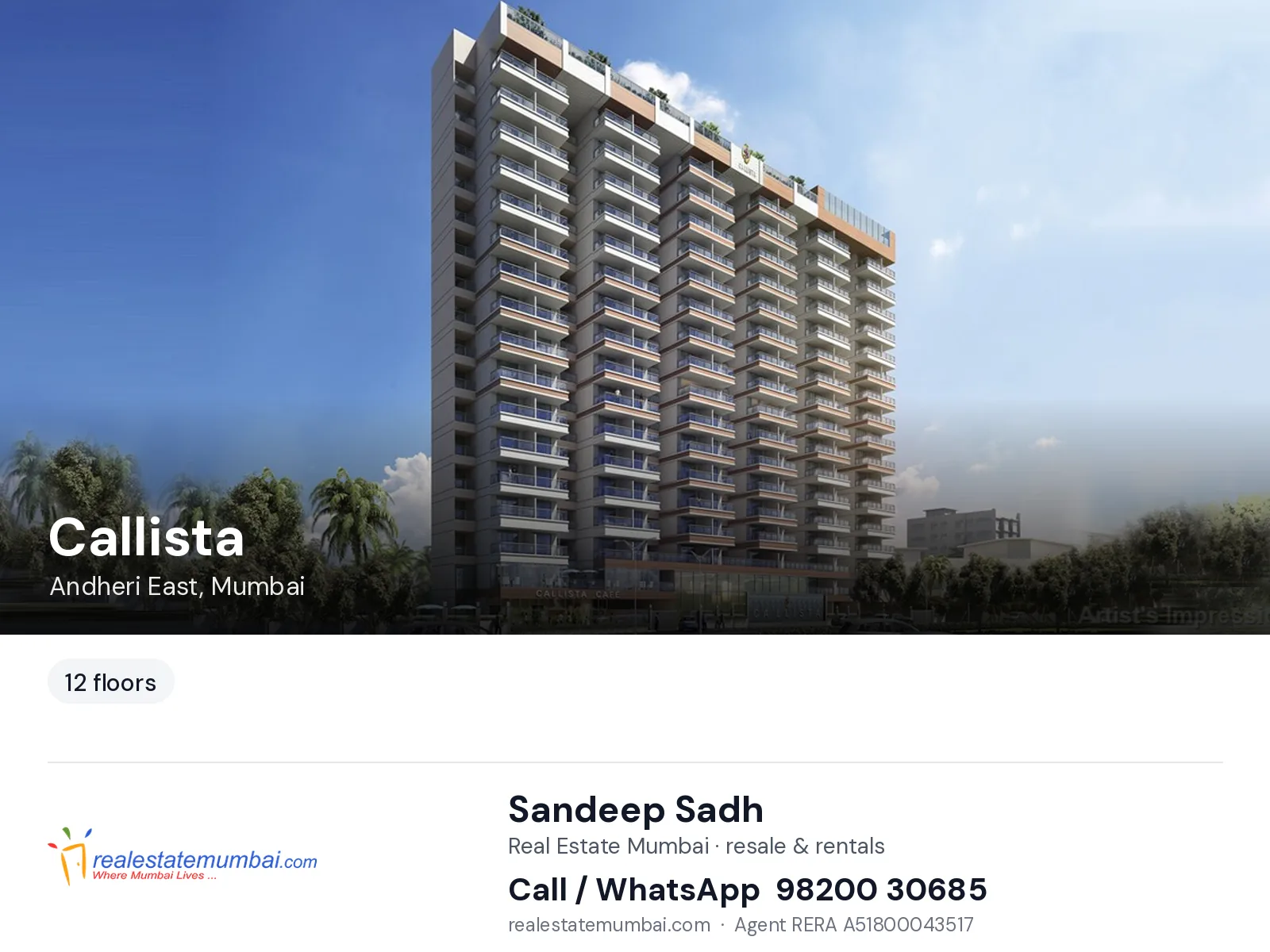 Callista, Andheri East, Mumbai — flats | Real Estate Mumbai, Sandeep Sadh 98200 30685