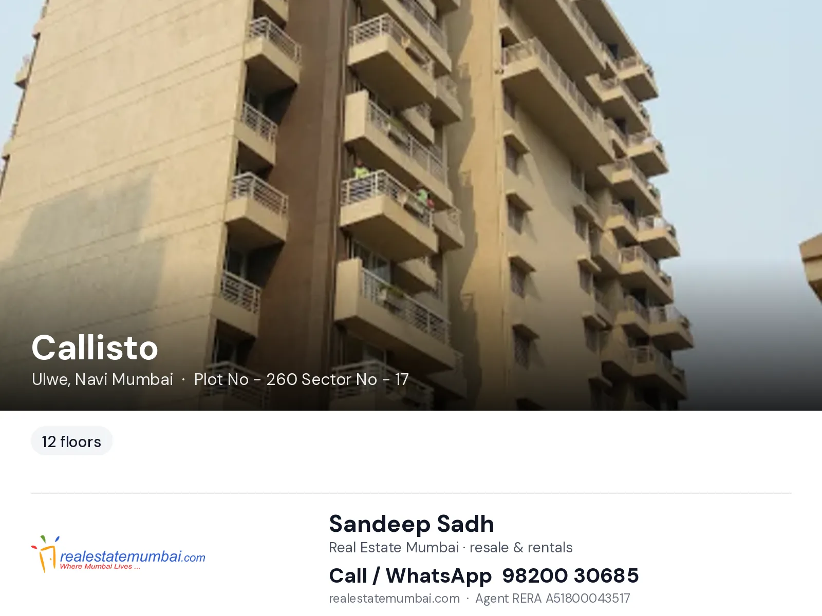 Callisto, Ulwe, Navi Mumbai — flats | Real Estate Mumbai, Sandeep Sadh 98200 30685