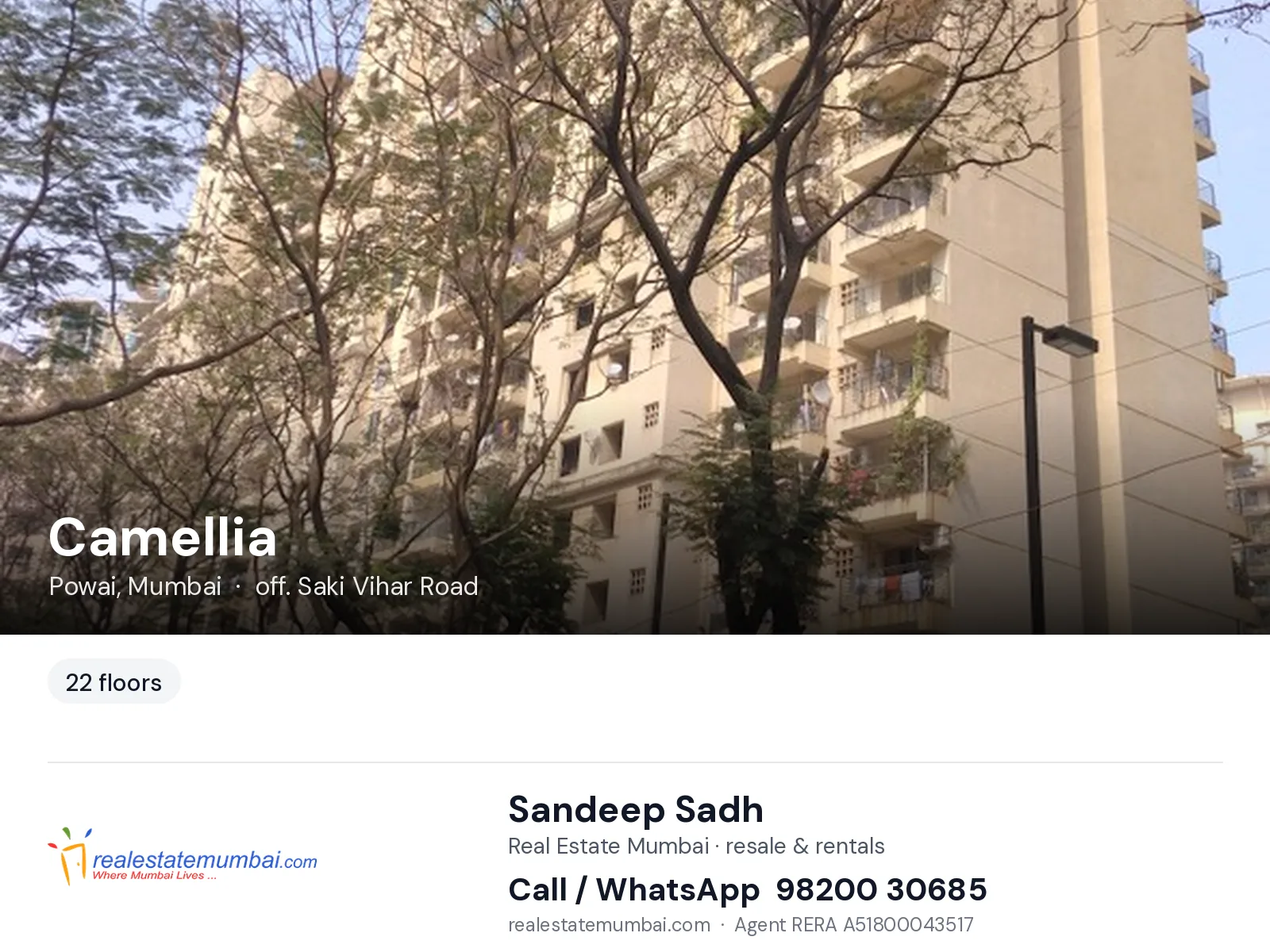 Camellia, Powai, Mumbai — flats | Real Estate Mumbai, Sandeep Sadh 98200 30685