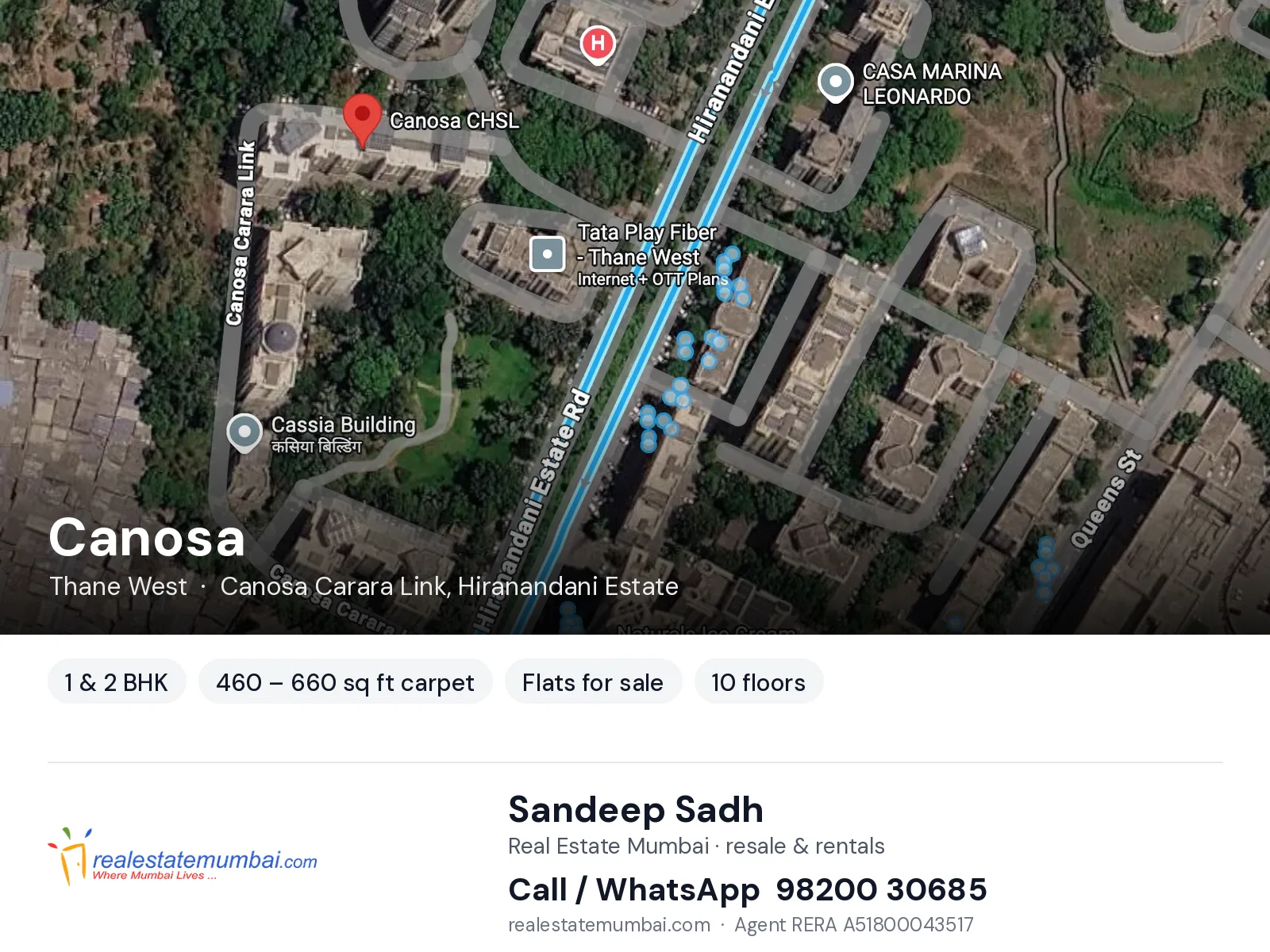 Canosa, Thane West — 1 & 2 BHK flats for sale | Real Estate Mumbai, Sandeep Sadh 98200 30685
