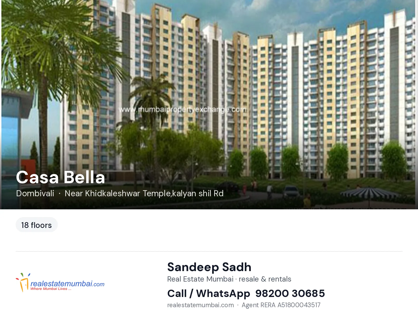 Casa Bella, Dombivali — flats | Real Estate Mumbai, Sandeep Sadh 98200 30685