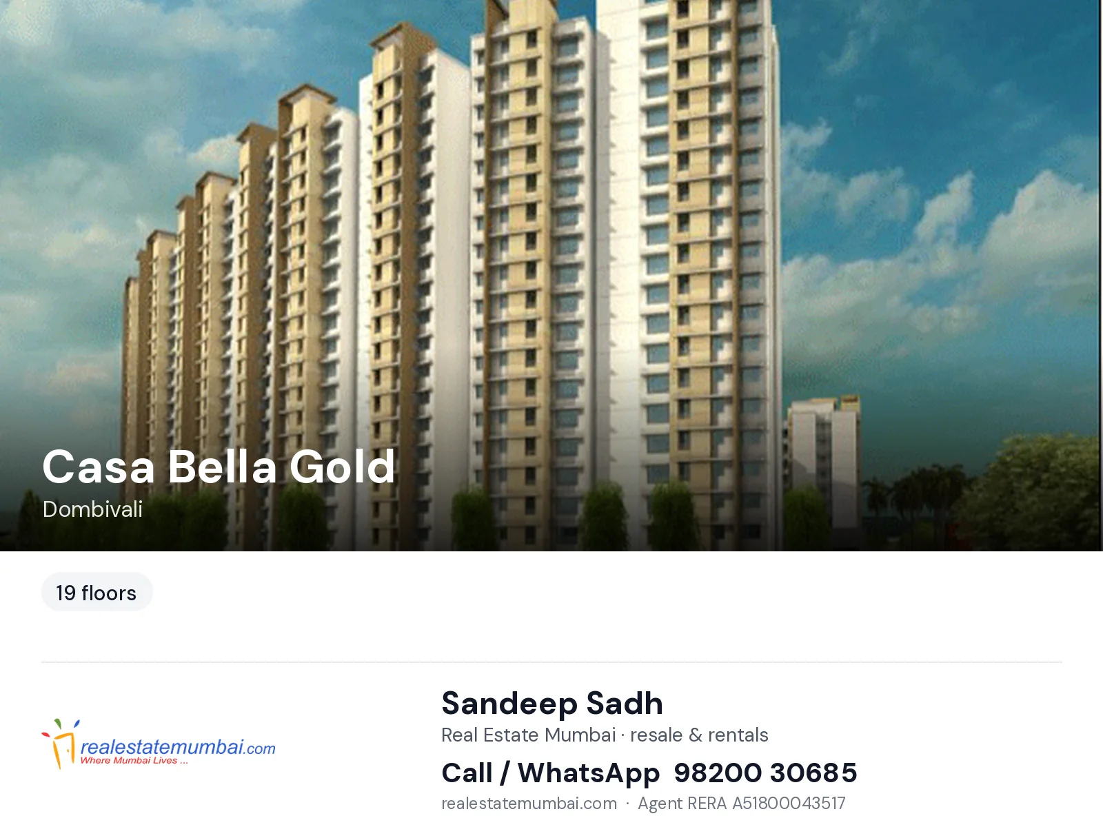 Casa Bella Gold, Dombivali — flats | Real Estate Mumbai, Sandeep Sadh 98200 30685