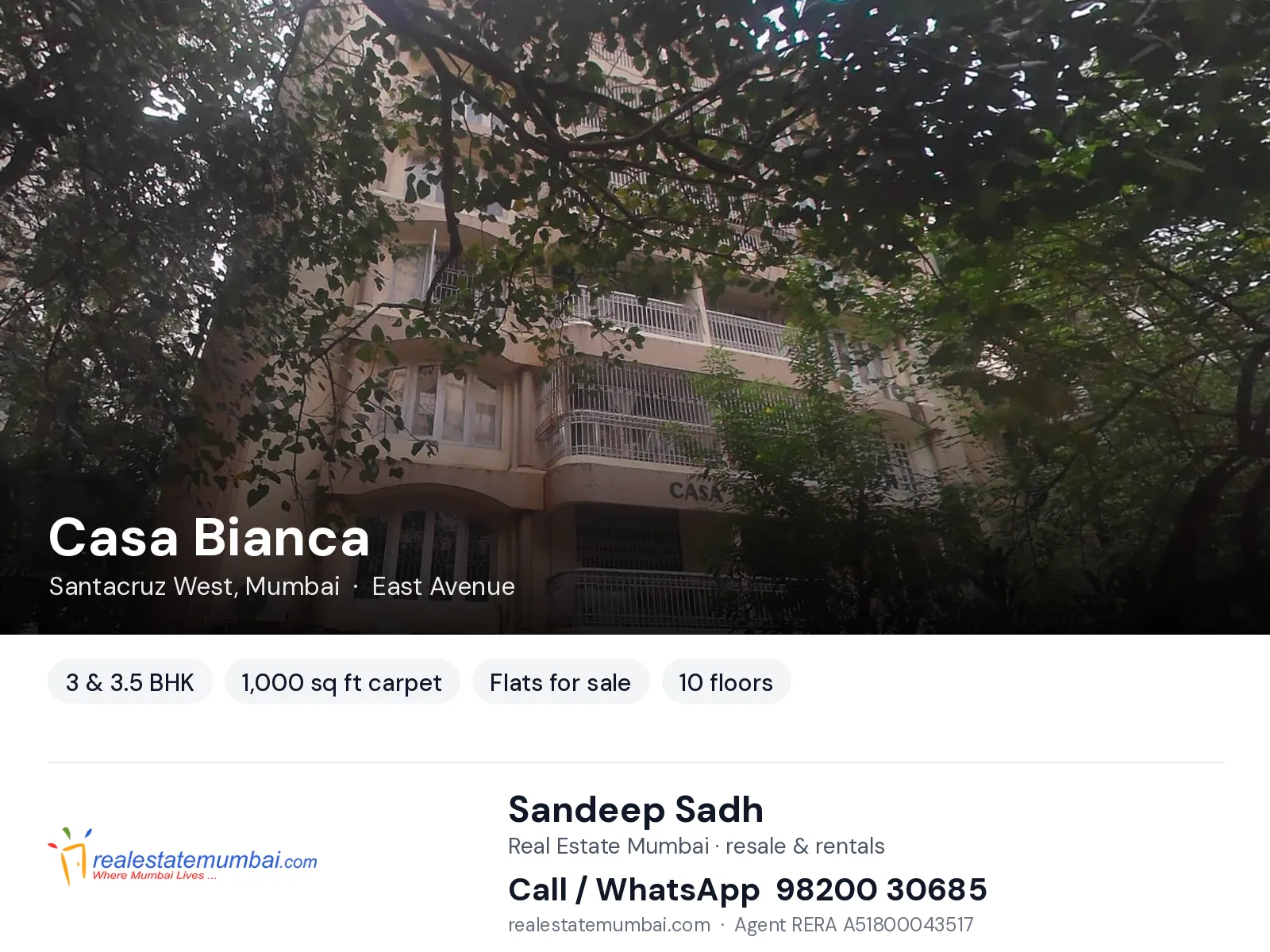 Casa Bianca, Santacruz West, Mumbai — 3 & 3.5 BHK flats for sale | Real Estate Mumbai, Sandeep Sadh 98200 30685