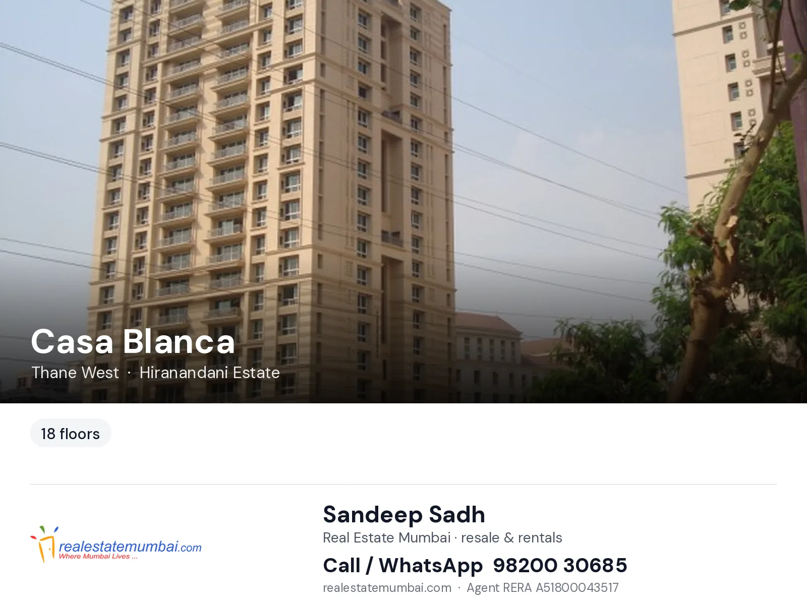 Casa Blanca, Thane West — flats | Real Estate Mumbai, Sandeep Sadh 98200 30685