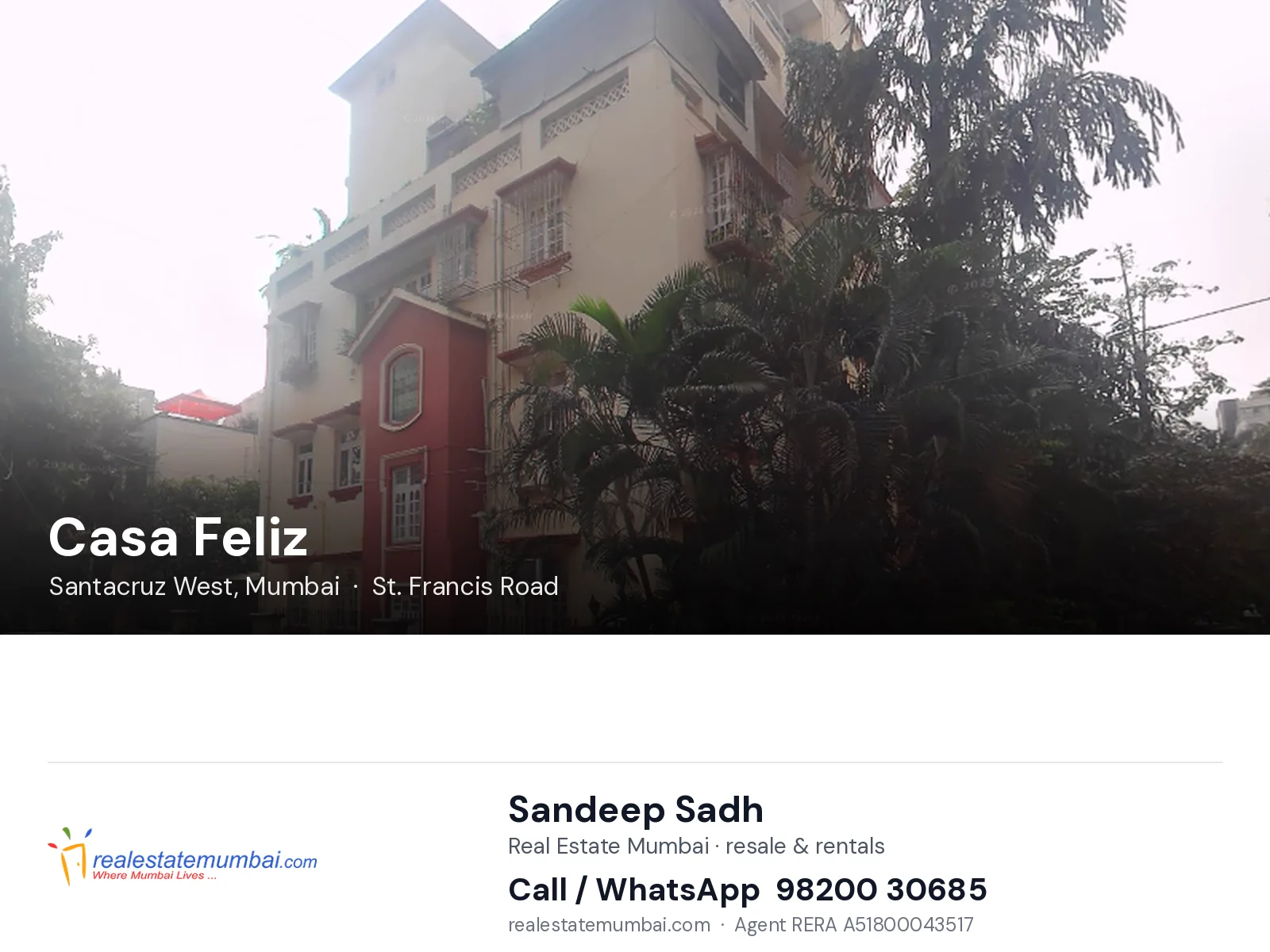 Casa Feliz, Santacruz West, Mumbai — flats | Real Estate Mumbai, Sandeep Sadh 98200 30685