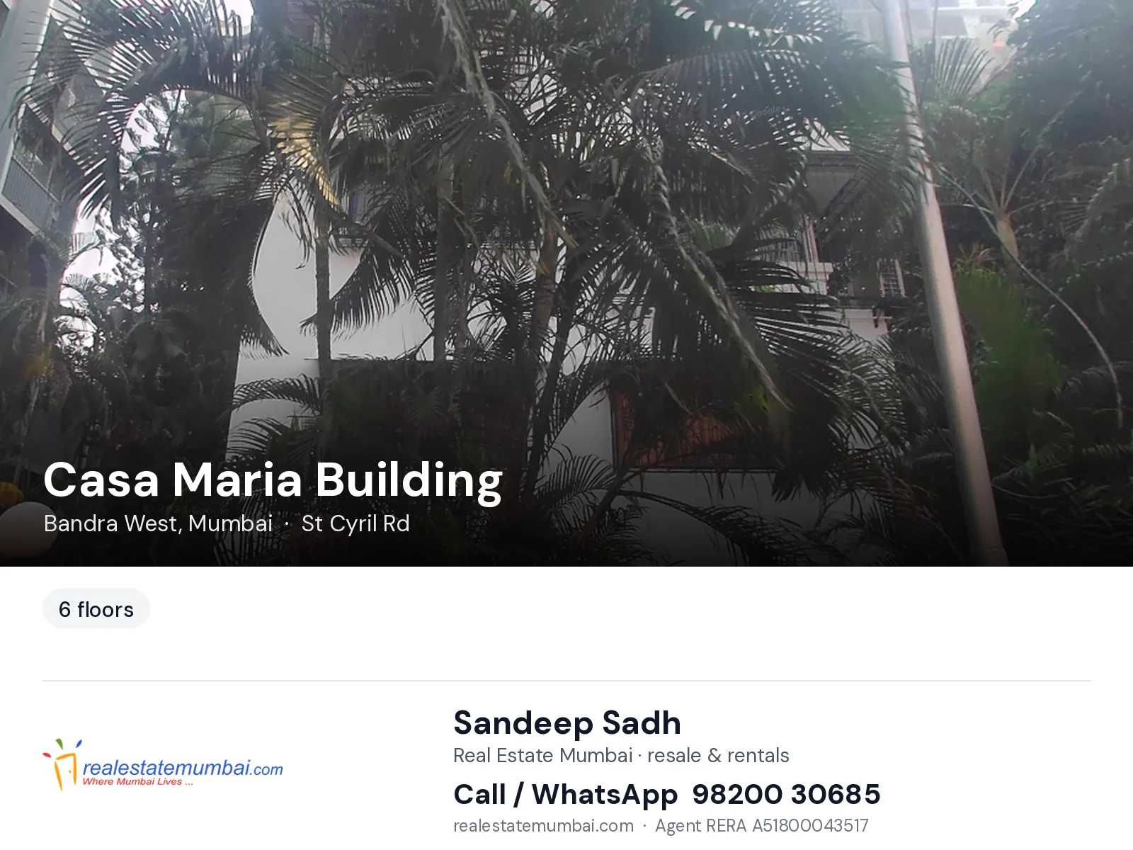 Casa Maria Building, Bandra West, Mumbai — flats | Real Estate Mumbai, Sandeep Sadh 98200 30685