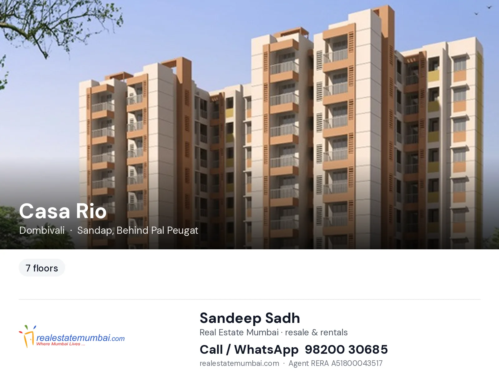 Casa Rio, Dombivali — flats | Real Estate Mumbai, Sandeep Sadh 98200 30685