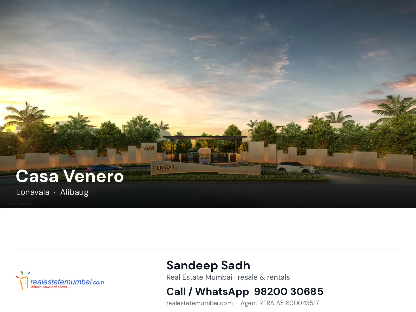 Casa Venero, Lonavala — flats | Real Estate Mumbai, Sandeep Sadh 98200 30685