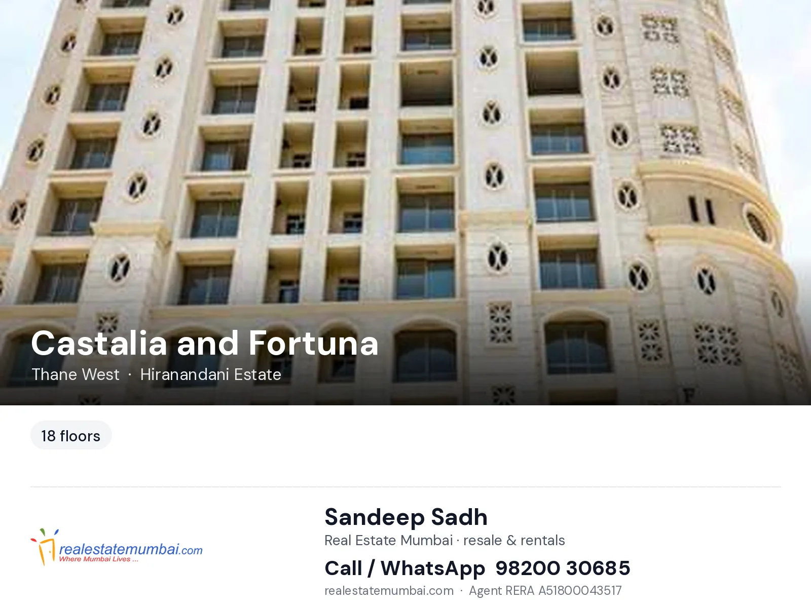 Castalia and Fortuna, Thane West — flats | Real Estate Mumbai, Sandeep Sadh 98200 30685