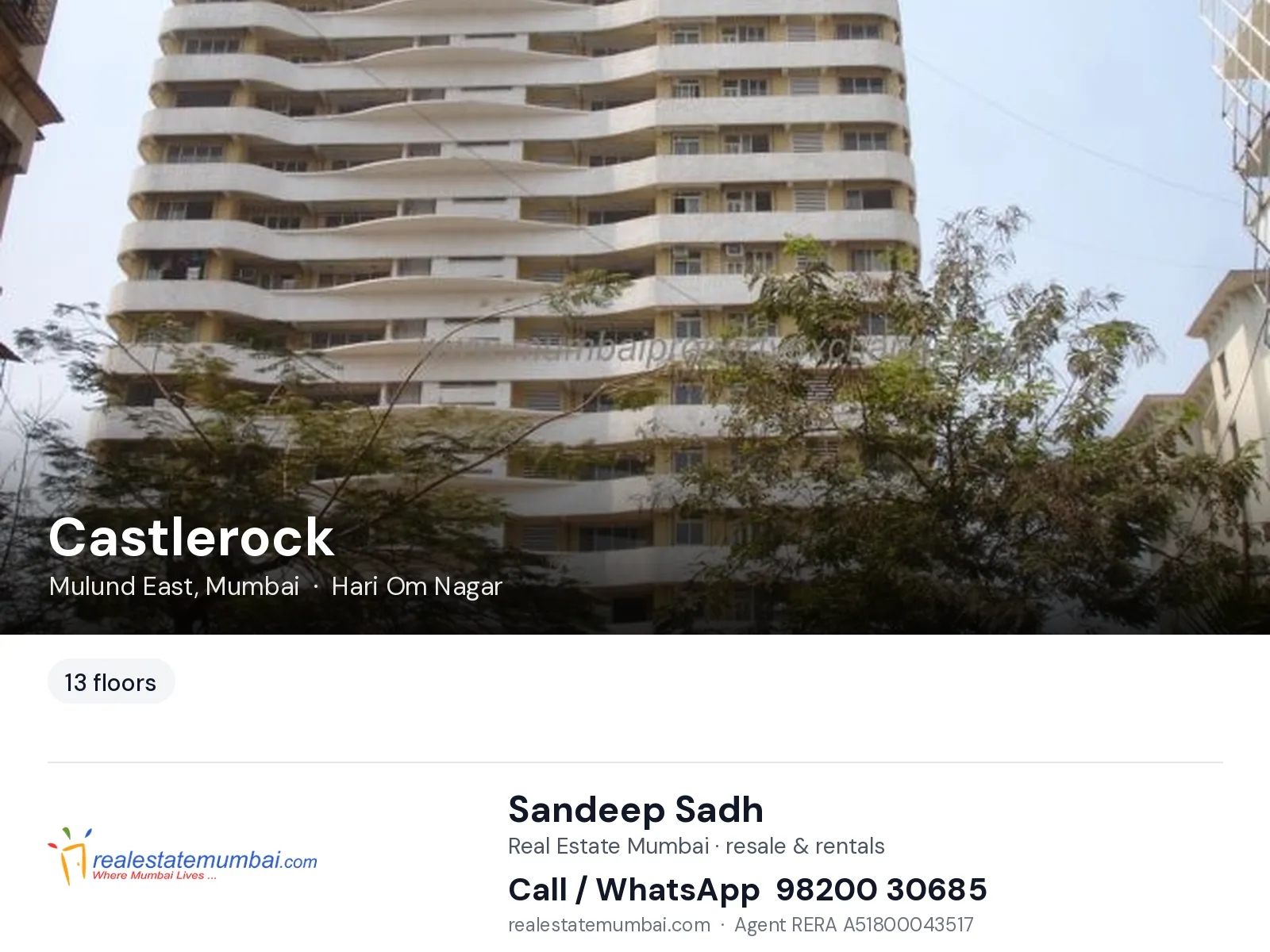 Castlerock, Mulund East, Mumbai — flats | Real Estate Mumbai, Sandeep Sadh 98200 30685