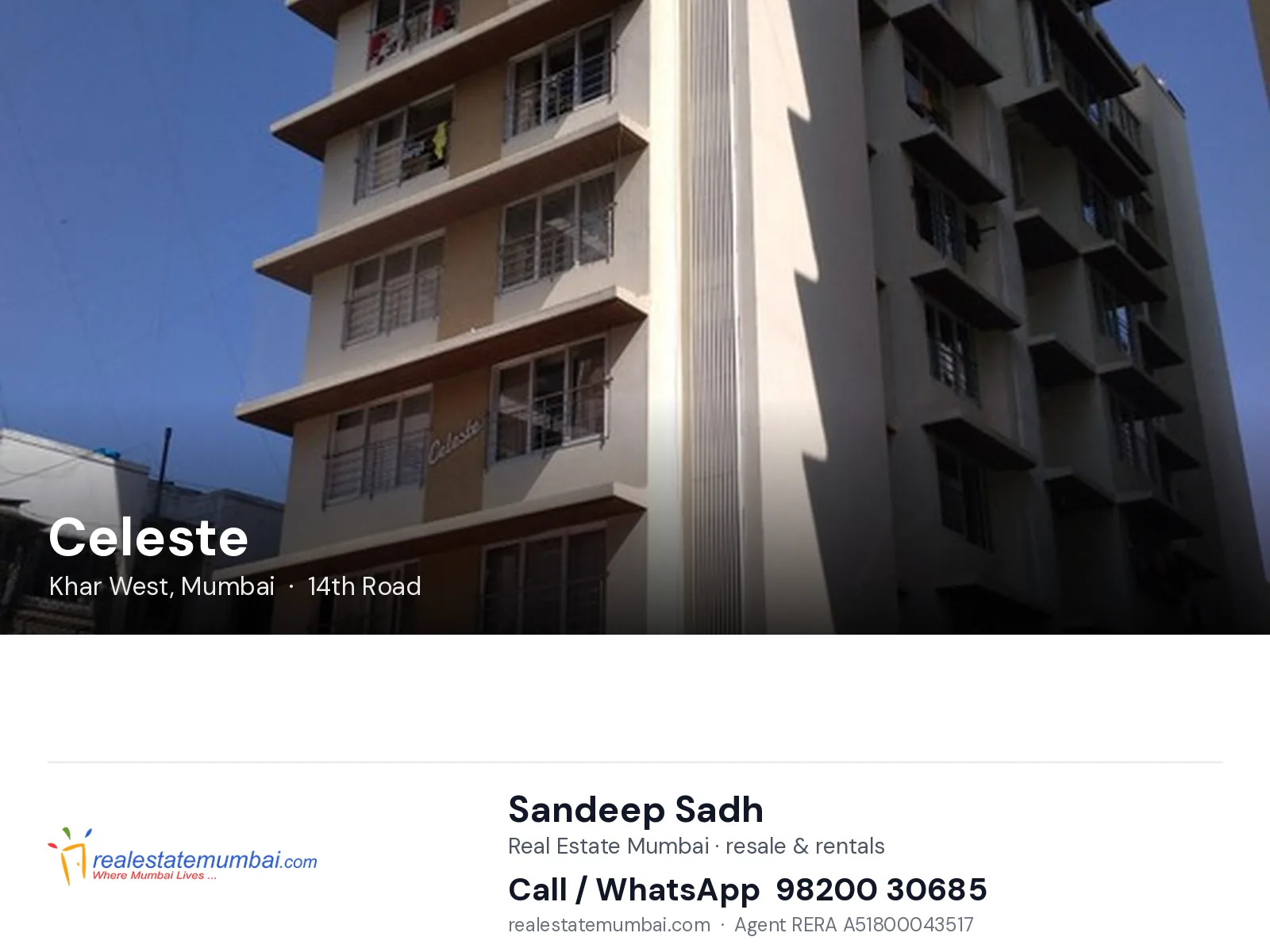 Celeste, Khar West, Mumbai — flats | Real Estate Mumbai, Sandeep Sadh 98200 30685
