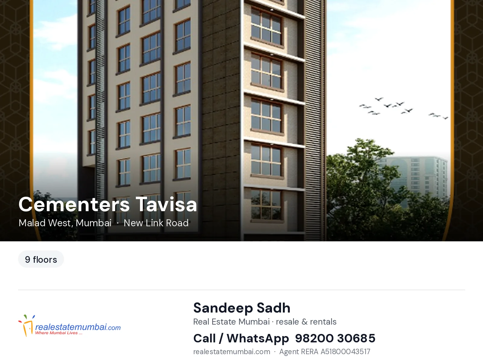 Cementers Tavisa, Malad West, Mumbai — flats | Real Estate Mumbai, Sandeep Sadh 98200 30685