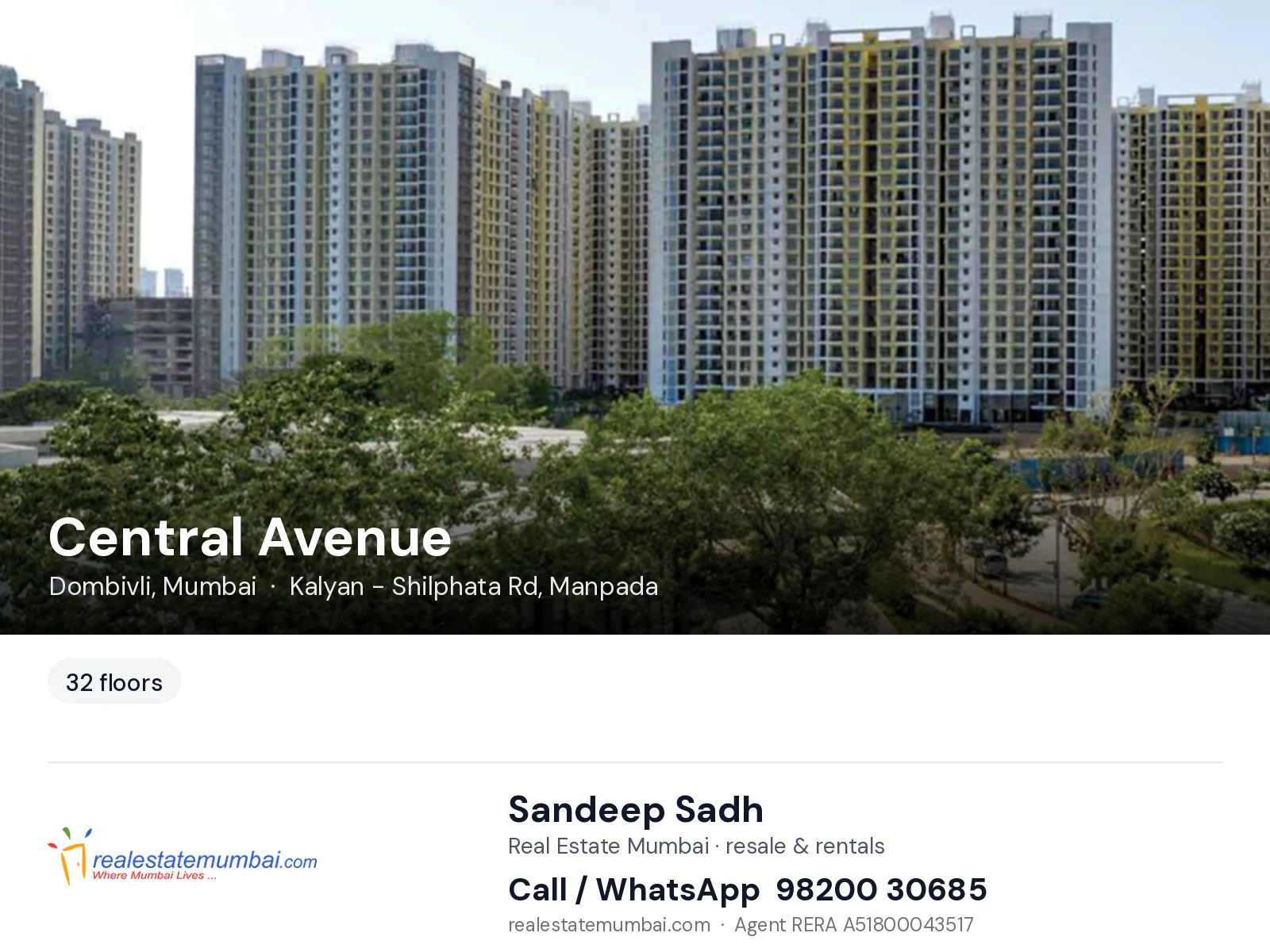 Central Avenue, Dombivli, Mumbai — flats | Real Estate Mumbai, Sandeep Sadh 98200 30685