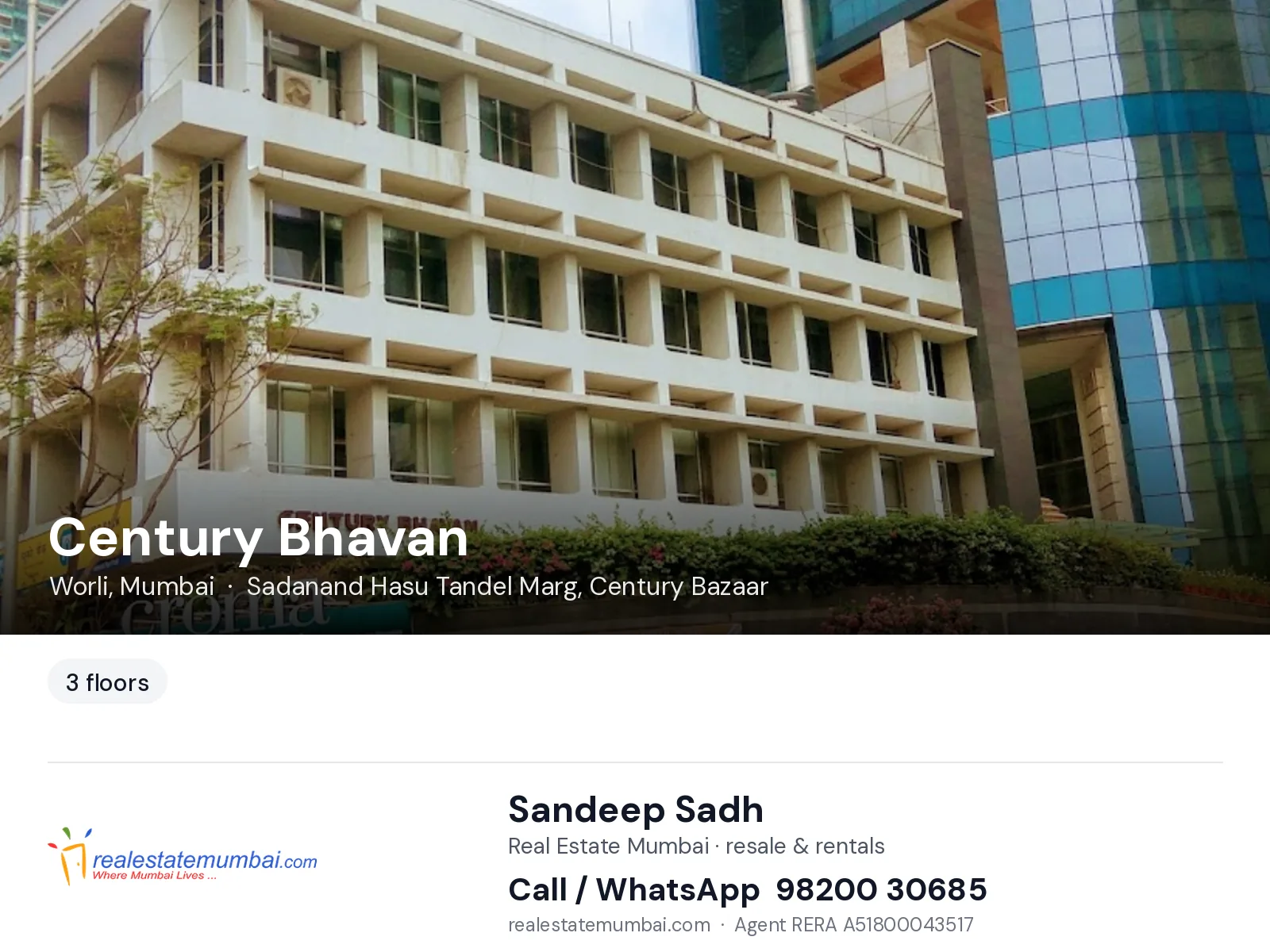 Century Bhavan, Worli, Mumbai — flats | Real Estate Mumbai, Sandeep Sadh 98200 30685