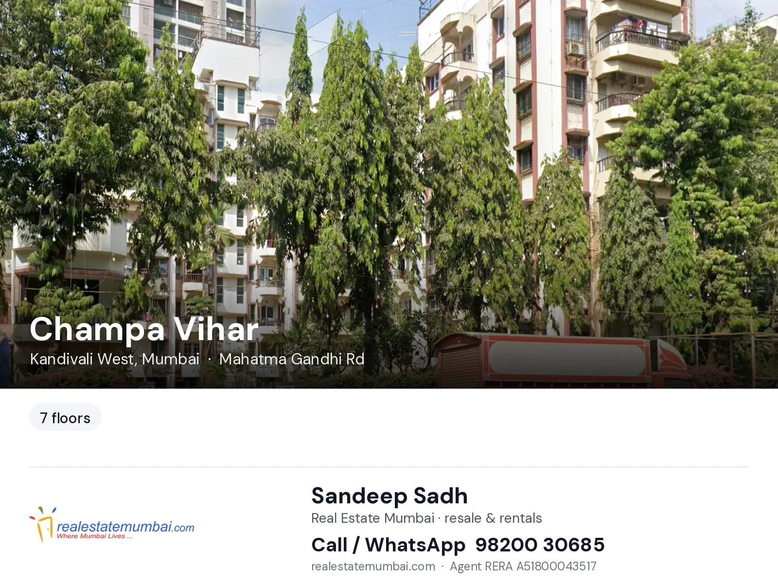 Champa Vihar, Kandivali West, Mumbai — flats | Real Estate Mumbai, Sandeep Sadh 98200 30685