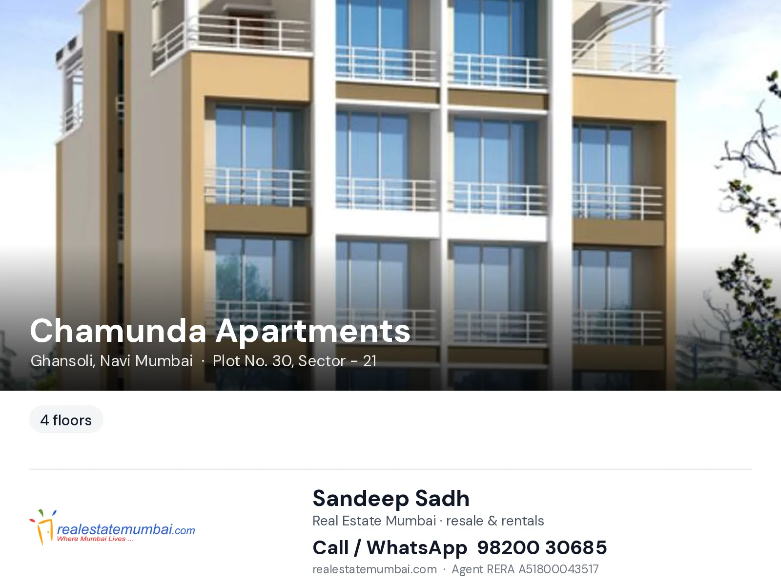 Chamunda Apartments, Ghansoli, Navi Mumbai — flats | Real Estate Mumbai, Sandeep Sadh 98200 30685