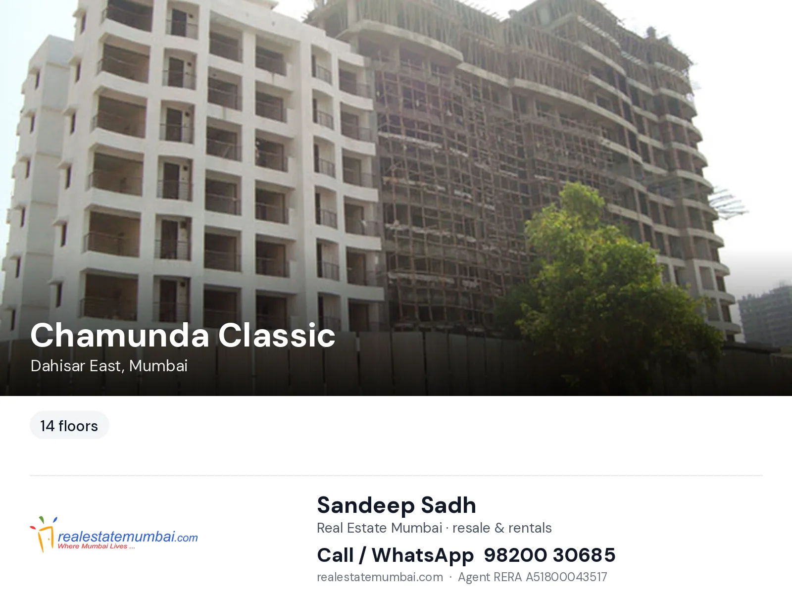 Chamunda Classic, Dahisar East, Mumbai — flats | Real Estate Mumbai, Sandeep Sadh 98200 30685