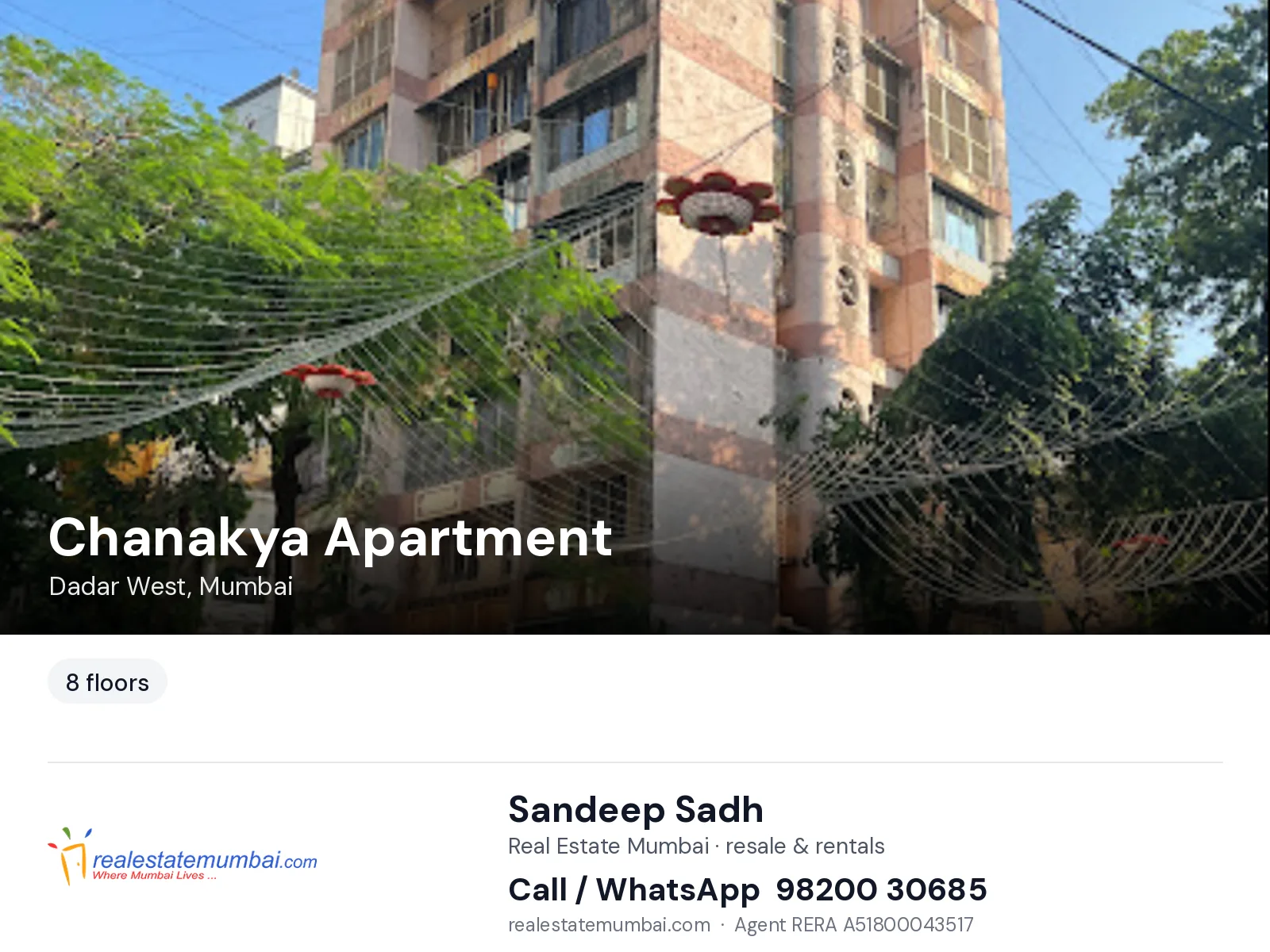 Chanakya Apartment, Dadar West, Mumbai — flats | Real Estate Mumbai, Sandeep Sadh 98200 30685