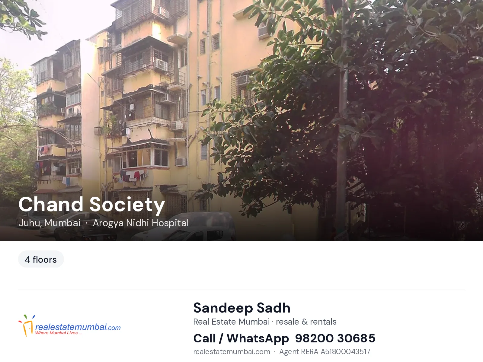 Chand Society, Juhu, Mumbai — flats | Real Estate Mumbai, Sandeep Sadh 98200 30685