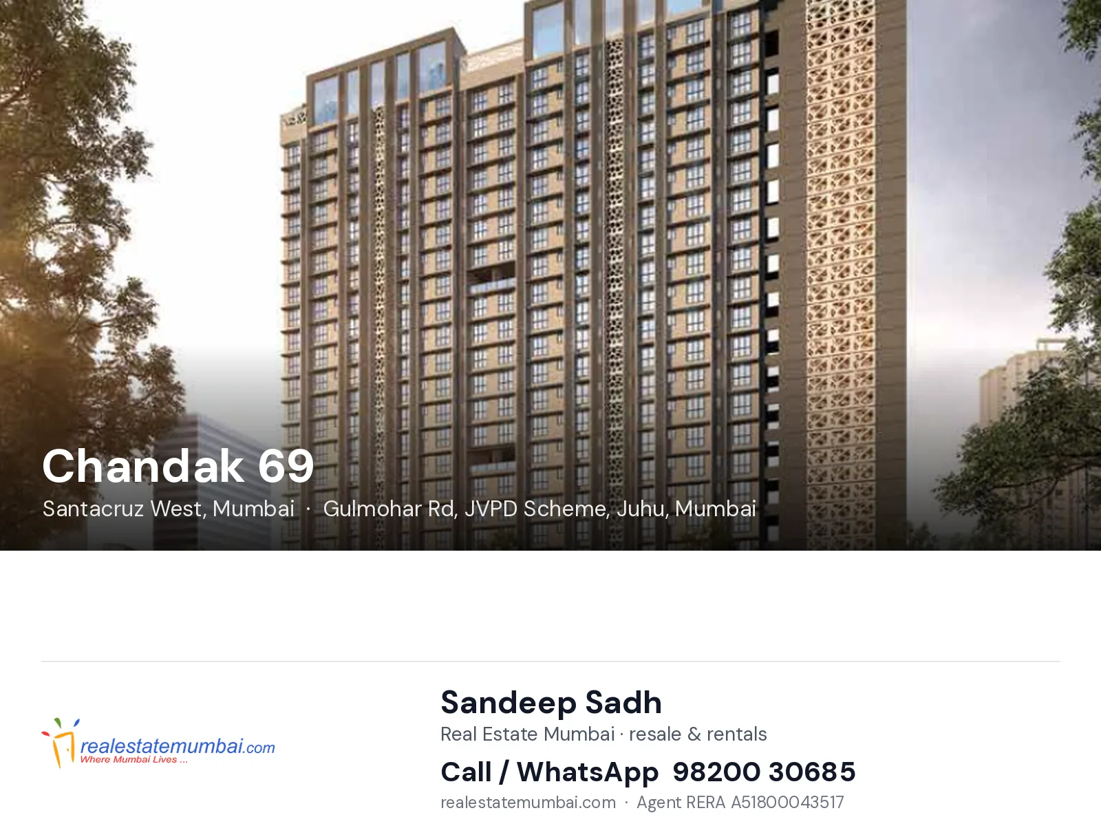 Chandak 69, Santacruz West, Mumbai — flats | Real Estate Mumbai, Sandeep Sadh 98200 30685