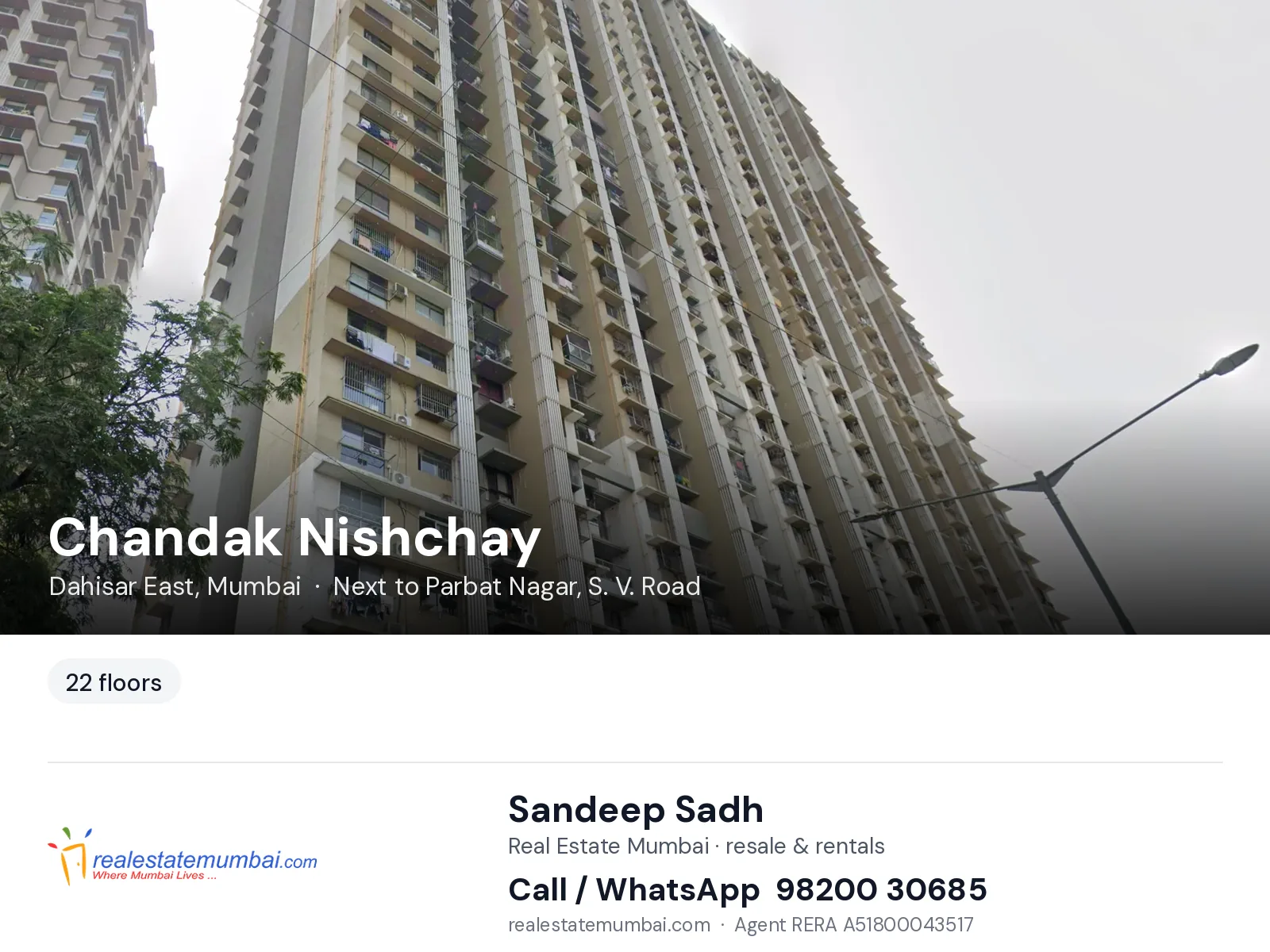 Chandak Nishchay, Dahisar East, Mumbai — flats | Real Estate Mumbai, Sandeep Sadh 98200 30685