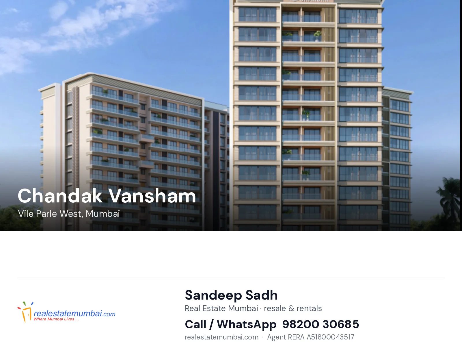 Chandak Vansham, Vile Parle West, Mumbai — flats | Real Estate Mumbai, Sandeep Sadh 98200 30685