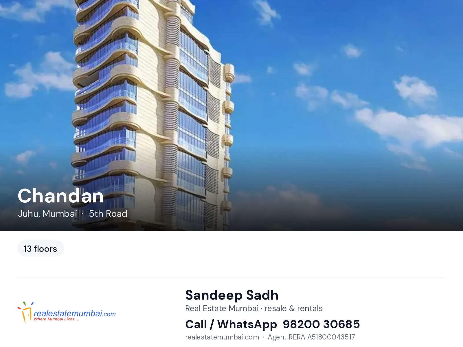 Chandan, Juhu, Mumbai — flats | Real Estate Mumbai, Sandeep Sadh 98200 30685