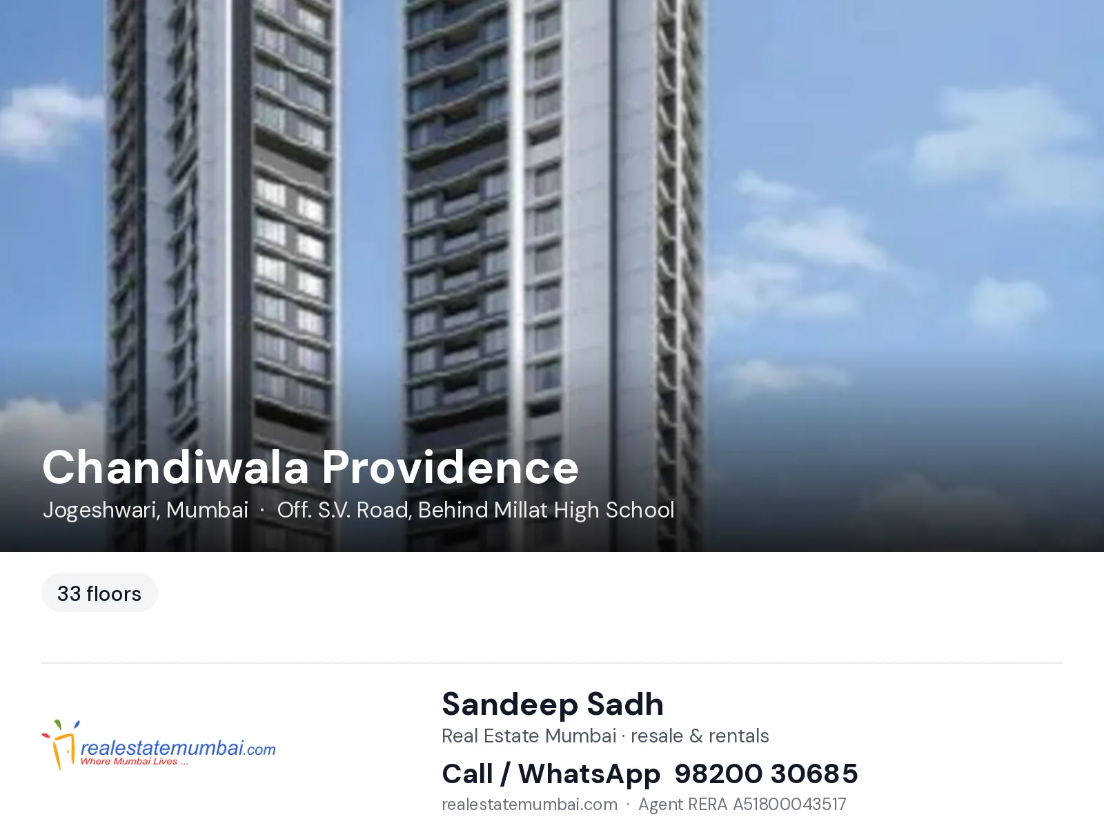Chandiwala Providence, Jogeshwari, Mumbai — flats | Real Estate Mumbai, Sandeep Sadh 98200 30685