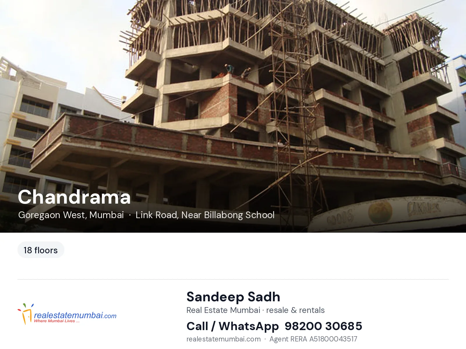 Chandrama, Goregaon West, Mumbai — flats | Real Estate Mumbai, Sandeep Sadh 98200 30685