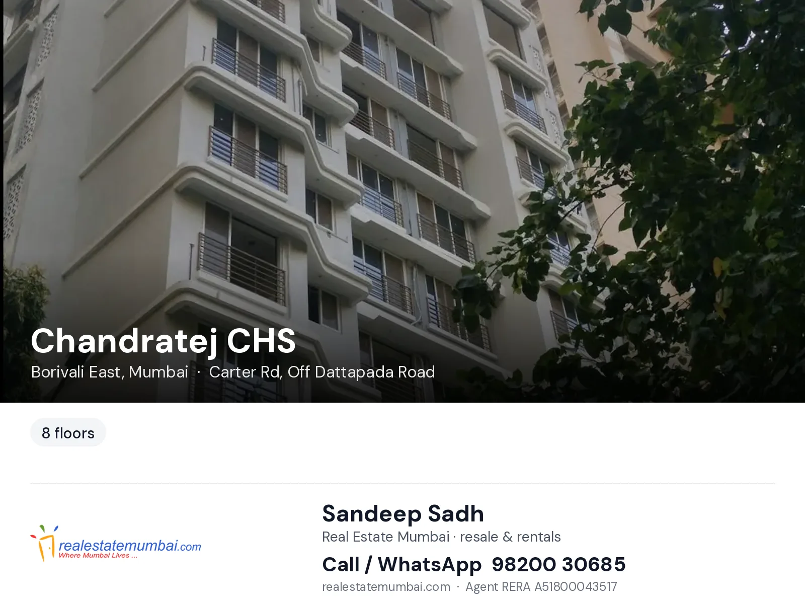 Chandratej CHS, Borivali East, Mumbai — flats | Real Estate Mumbai, Sandeep Sadh 98200 30685