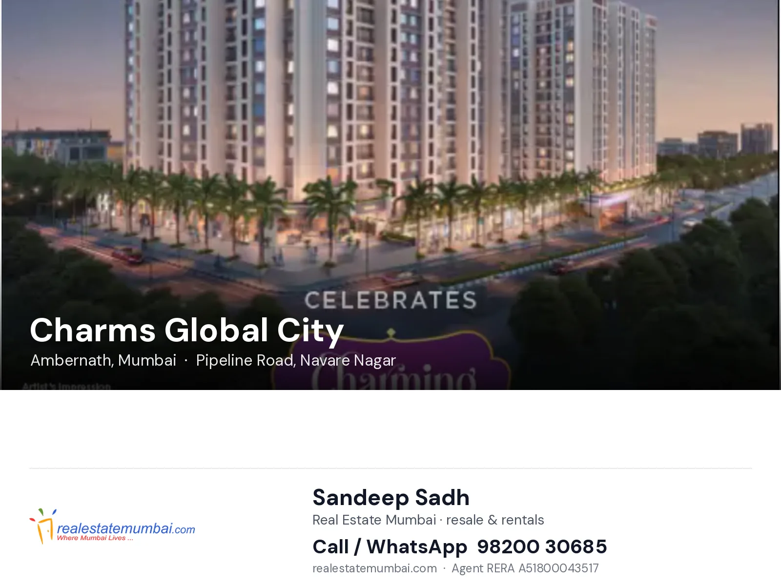 Charms Global City, Ambernath, Mumbai — flats | Real Estate Mumbai, Sandeep Sadh 98200 30685